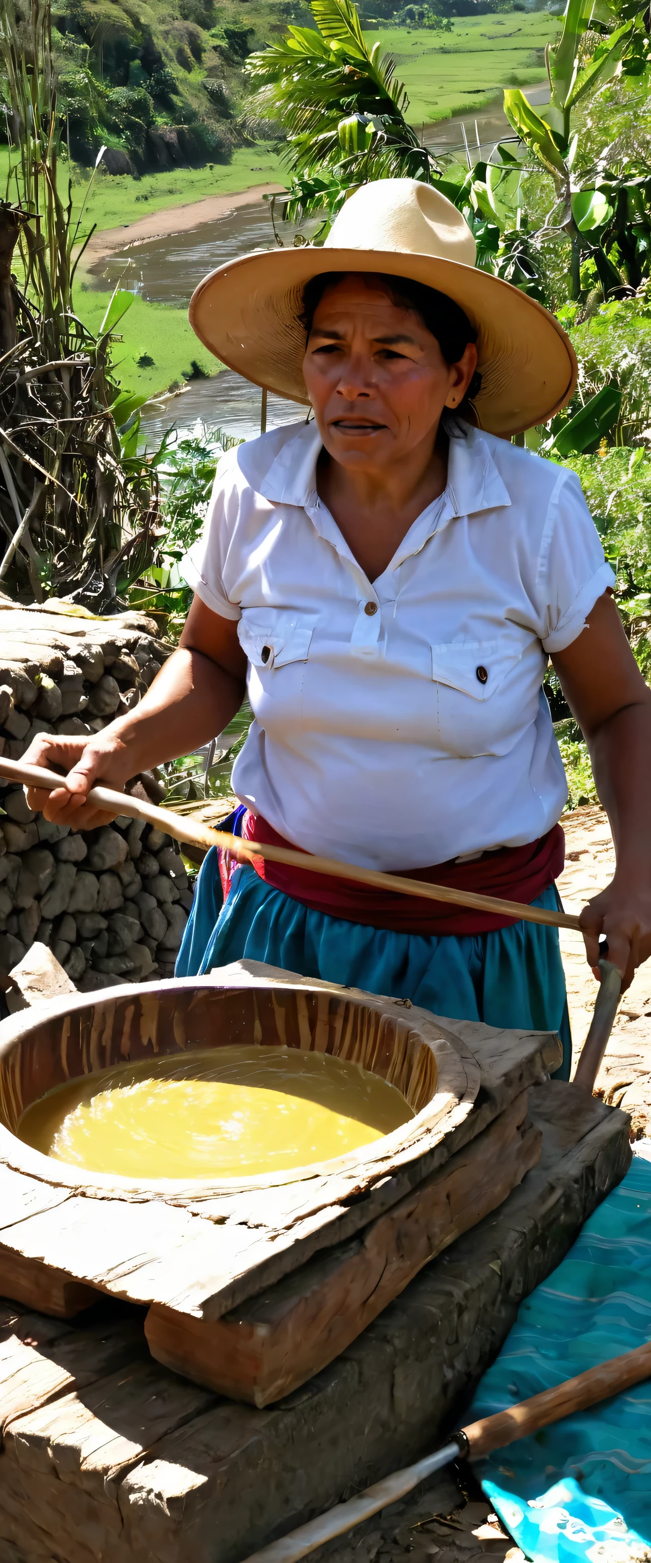 Colombian artisan in action nearby the Magdalena river