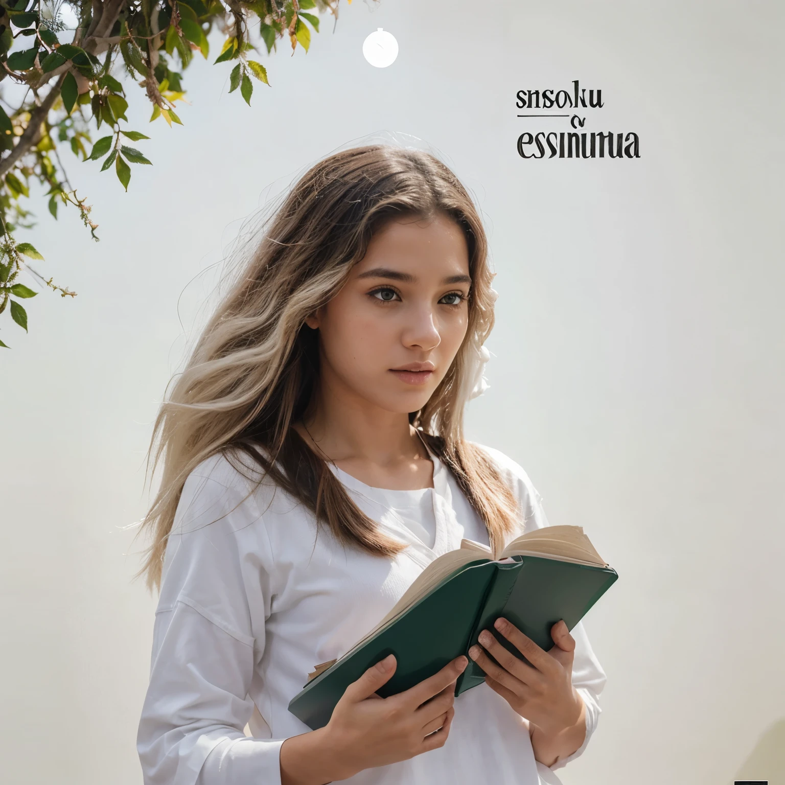 UMA CAPA PARA UM LIVRO, DE UMA ESCOLA DE SERES SOBRENATURAL, COM UM LOBO BRANCO EM CIMA MOSTRANDO A ESCOLA NO FUNDO