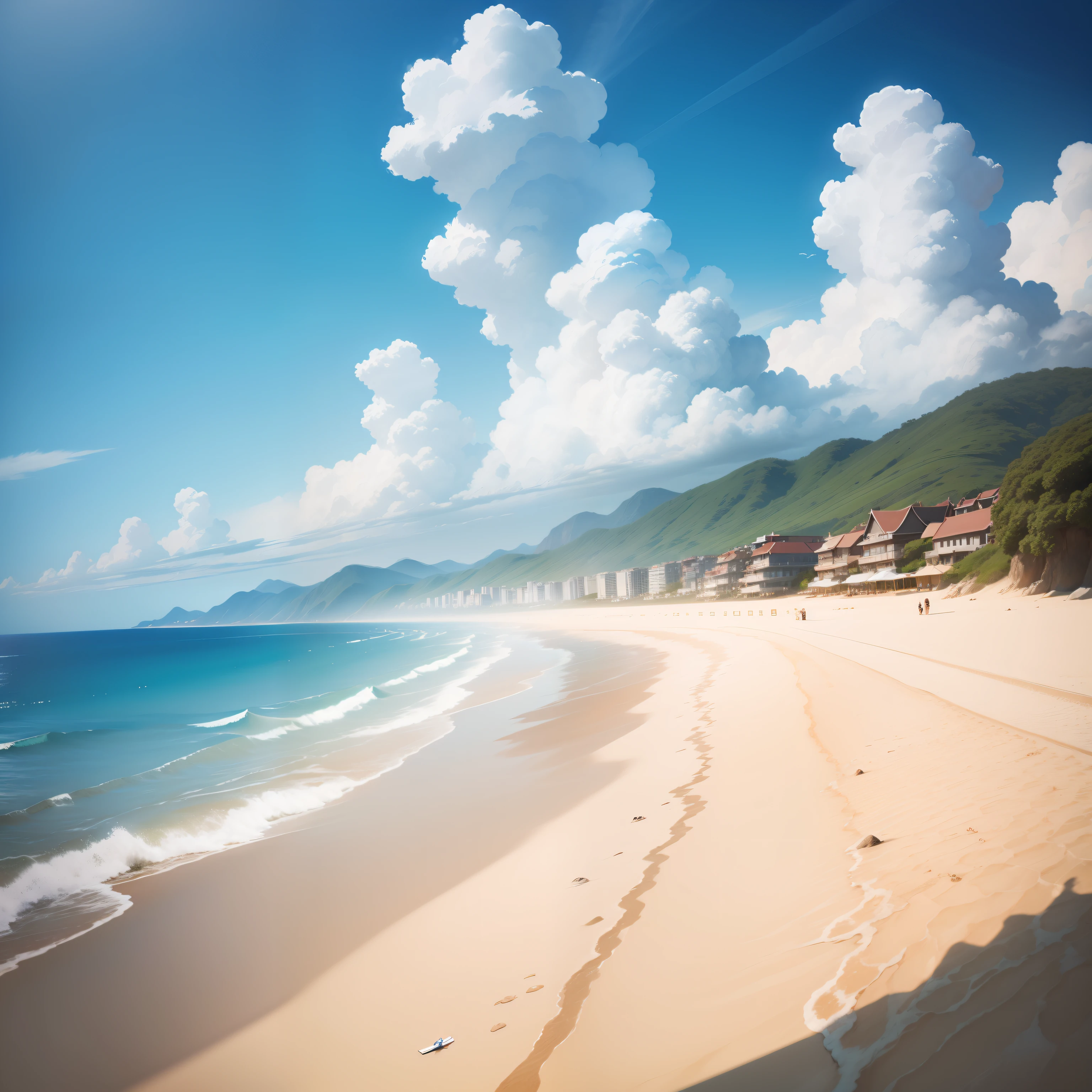 maximum quality、8k、cirro、Nuvens fracas、Nuvens fracas in the blue sky、Na nuvem、Ar e Mar、Unmanned、Just scenery、areia da praia、sunset sky