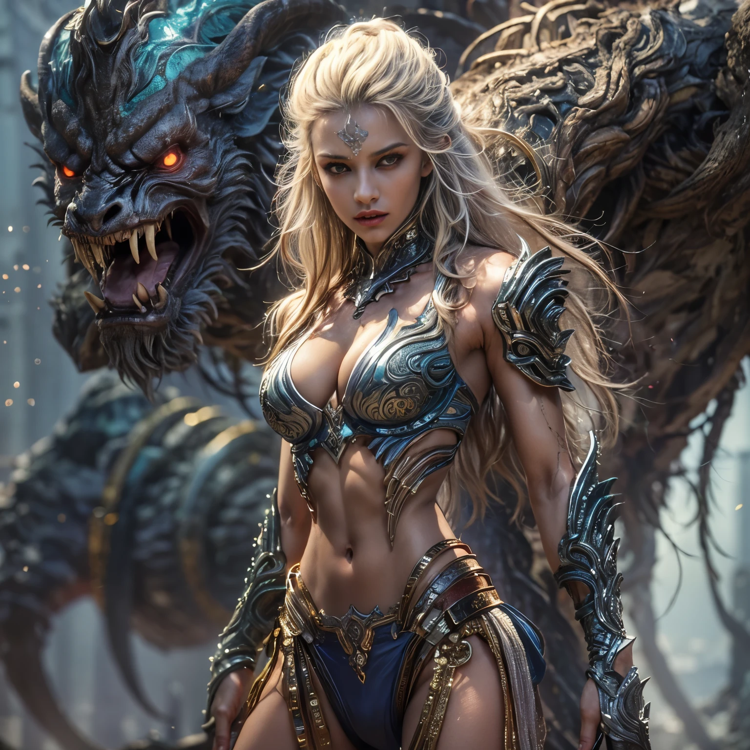 1 female alien, The Predator, warrior, (very beautiful:1.2), (intense gaze:1.4), (Predator:1.1), long dark nails, NSFW, , thick eyebrows, Shining Amethyst eyes, the most beautiful face in the universe, platinum blonde,
A woman with an very beautiful face, her intense gaze fixed on her prey, fundamental power that cannot be denied.
(very beautiful toned body:1.5), (super muscular physique:1.2), (prowl:1.3), (smooth movement:1.4),
her beautiful body, muscular and toned, She moved smoothly and gracefully as she wandered., Ready to attack immediately. The Predator within her was always on