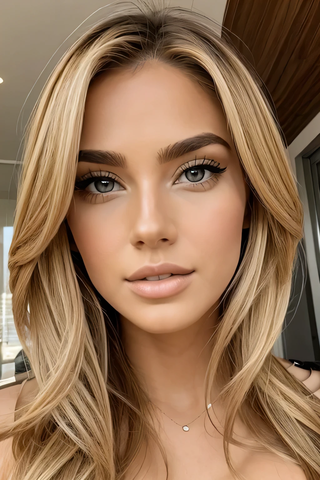 Blonde with big lips, seios grandes