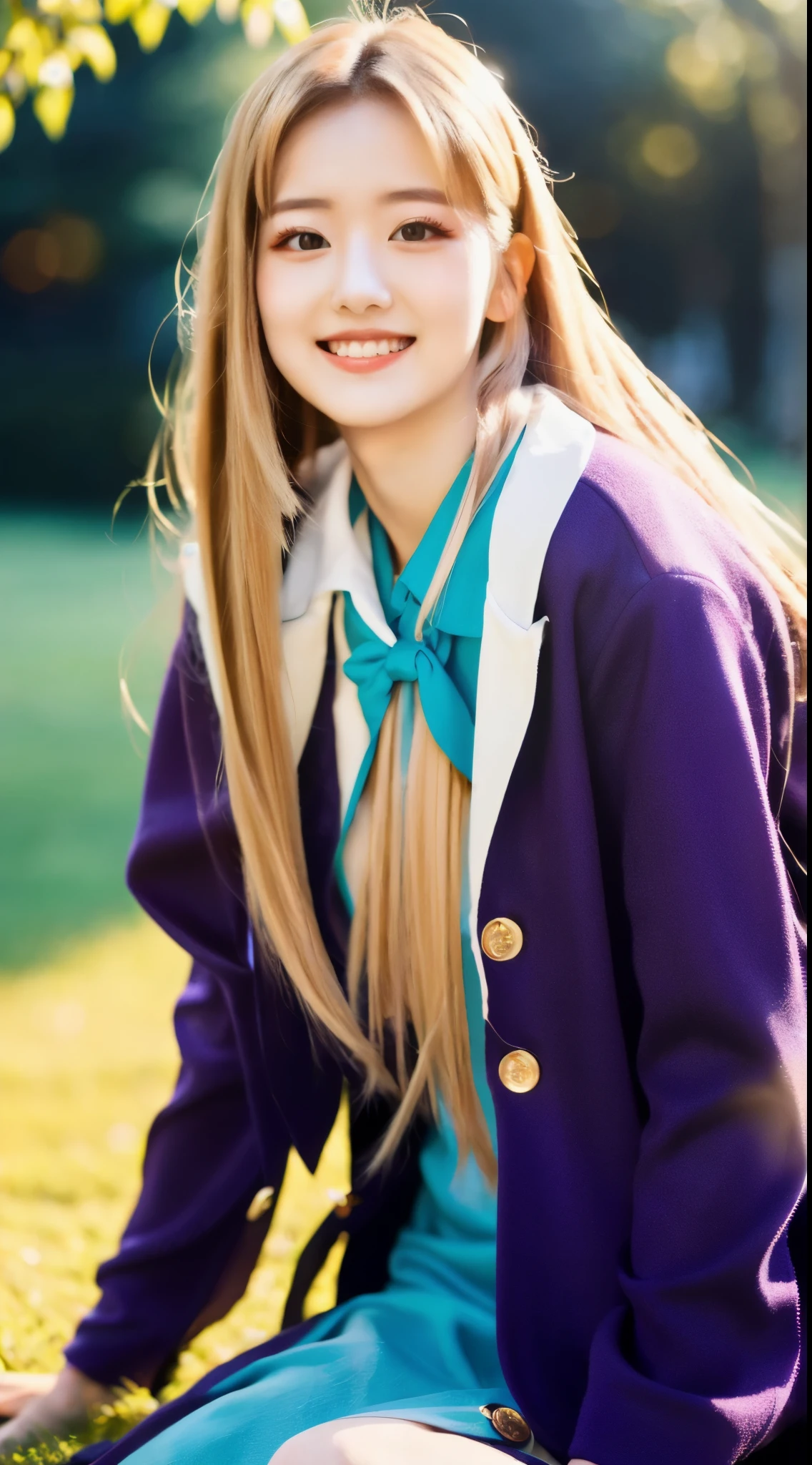Fullbody, ((best quality)), ((ultra res)), ((photorealistic:)), (intricate details), 22 years old, blonde very very long hair rapunzel, perfect face, make up:. light on face, face detail, excited, full body, purple, dancing, full body