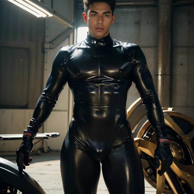 ((Best Quality, 8K, ultra-detailed, Masterpiece: 1.3)), 1boy, shiny skin, sharp, Perfect Body Beauty, realistic shaded perfect body, (handsome face:1.1),("????????, big bulge ":1.2),("leggins , armor":1.1),("glove, armor":1.1 ),(techwear)(dynamic pose:1.1), thigh , battle field , (bulge focus:1.2) , details tight ????????
