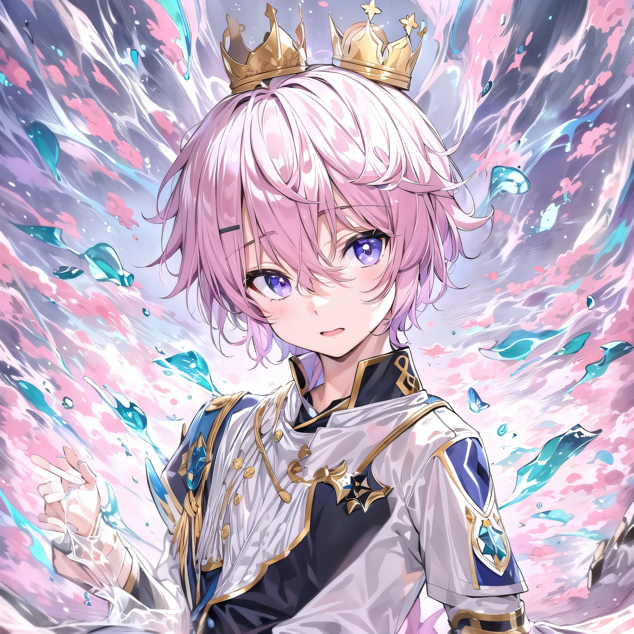 (1boy, masculino),uniforme de futebol, aquamarine eyes, Campo de futebol, astolfo fate short hair, crown over the head