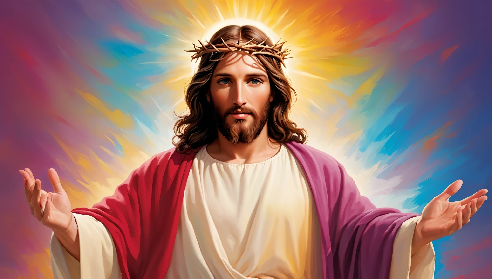Create me the best images of Jesus Christ, charming and creative, with color and super creative