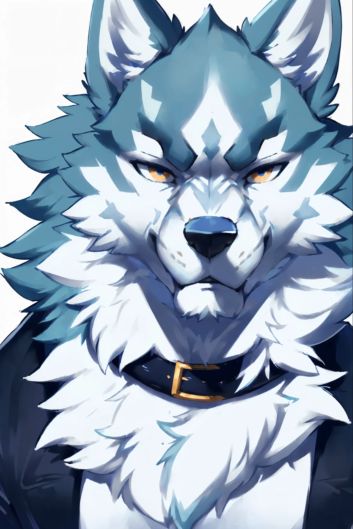 [by wizzikt], [by zackary911], furry, ((Shirou Ogami)\(Brand New Animal):1.9), (wolf), (cian blue and white fur:1.7),(male:1.9), fluffy, beautifull, (detailed body:1.7), detailed marks, bright color, (face portrait:1.7), (realistic:1.7), sharp focus, vivid colours, verry artistic
