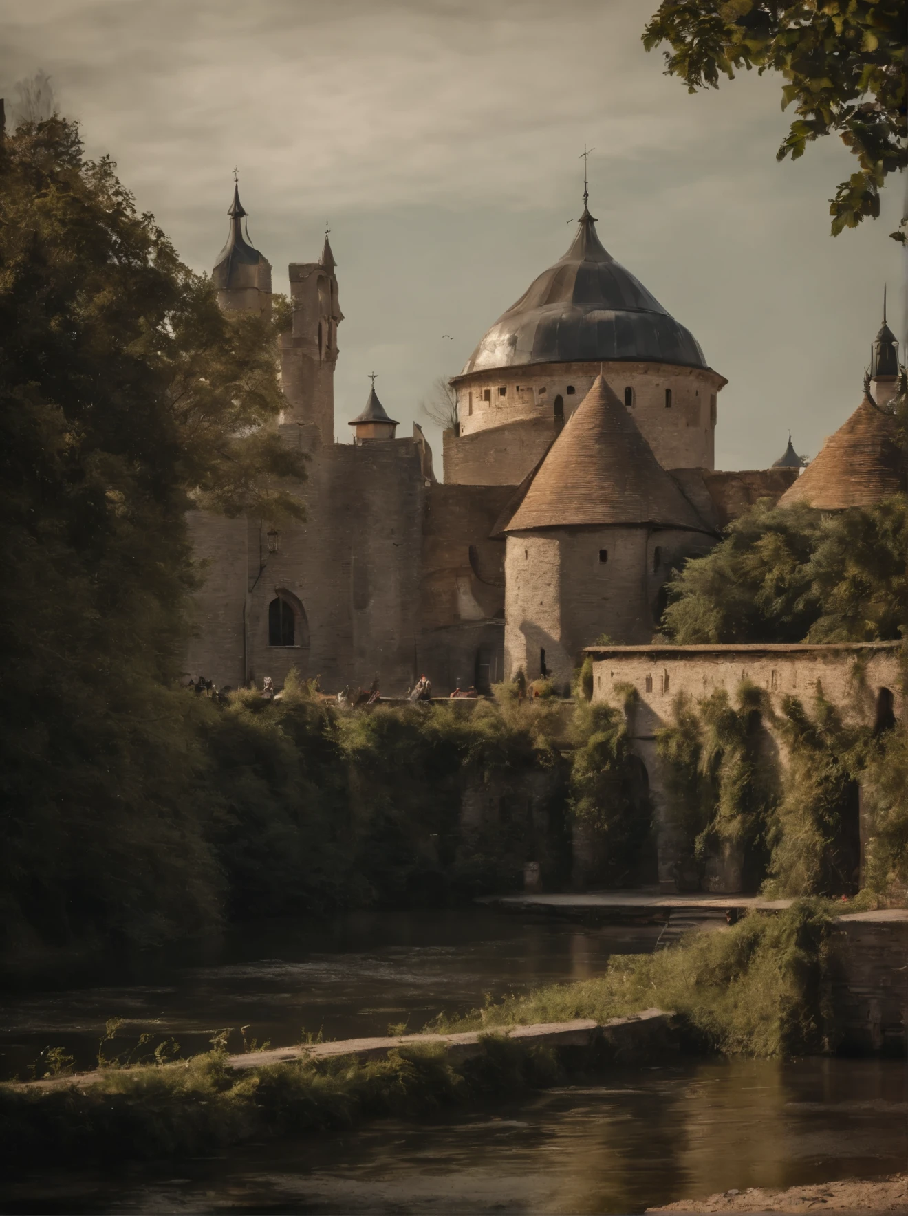 Medieval Fantasy Town, Huge city, Beautiful city with gardens, monument, Palaces and beautiful buildings, Epic Fantasy City, small lake