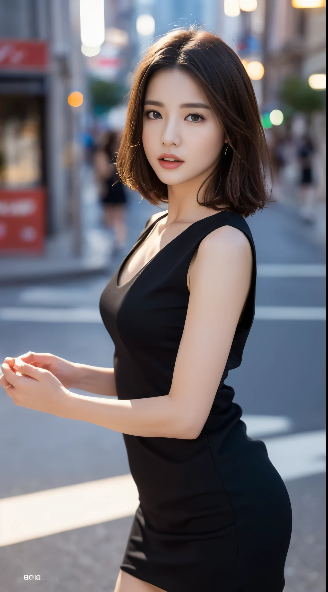 multiple views, Full body photo、(On the right is a front shot、On the left is a back shot), One Japanese woman、30 years old、Walking towards here、Small breasts、Big Ass、Wearing a white blouse、Black long skirt、Strap Pin Heel、background:Alley、Detailed eyes、Accurate line of sight、uhd, anatomically correct, super detail, high details, best quality, 16K