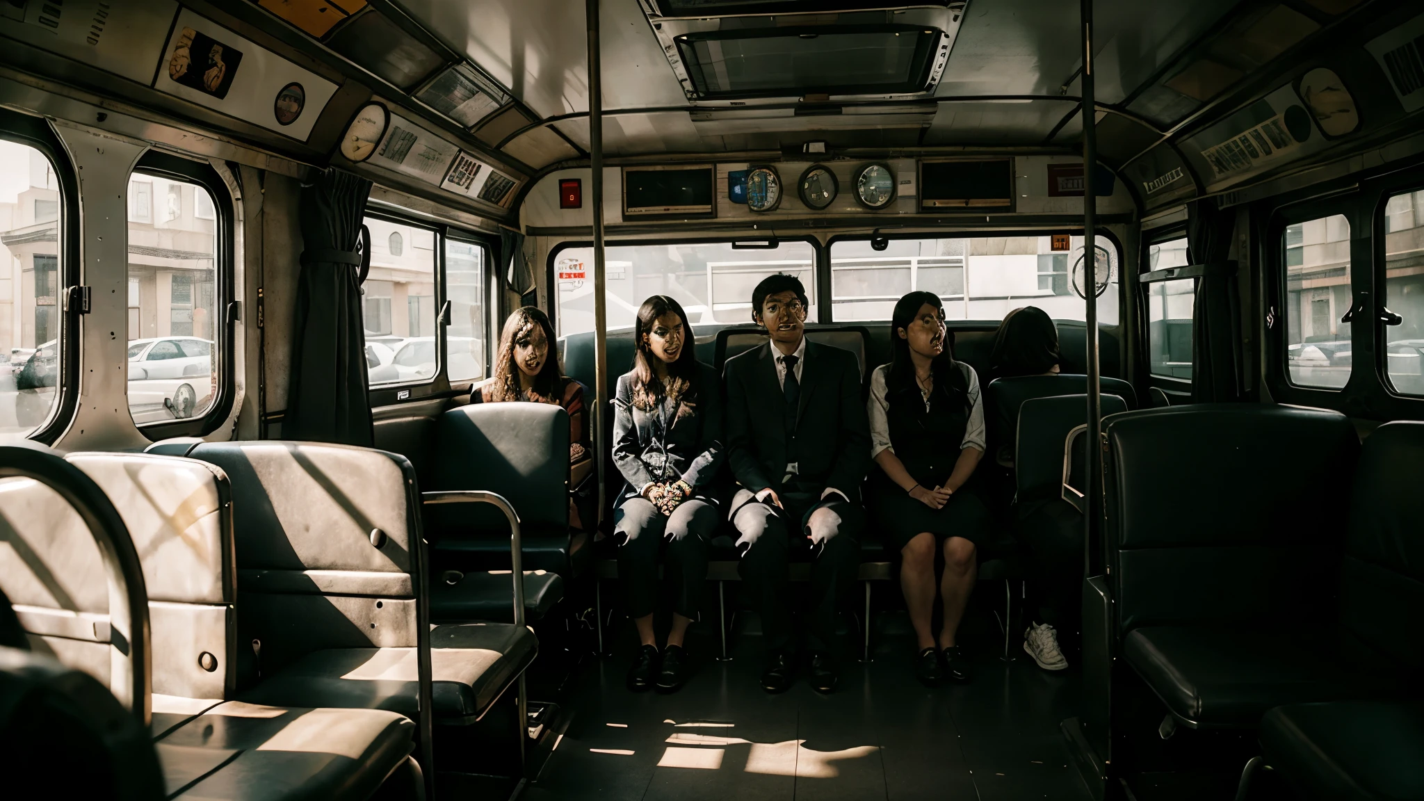 ghost bus with scared people inside