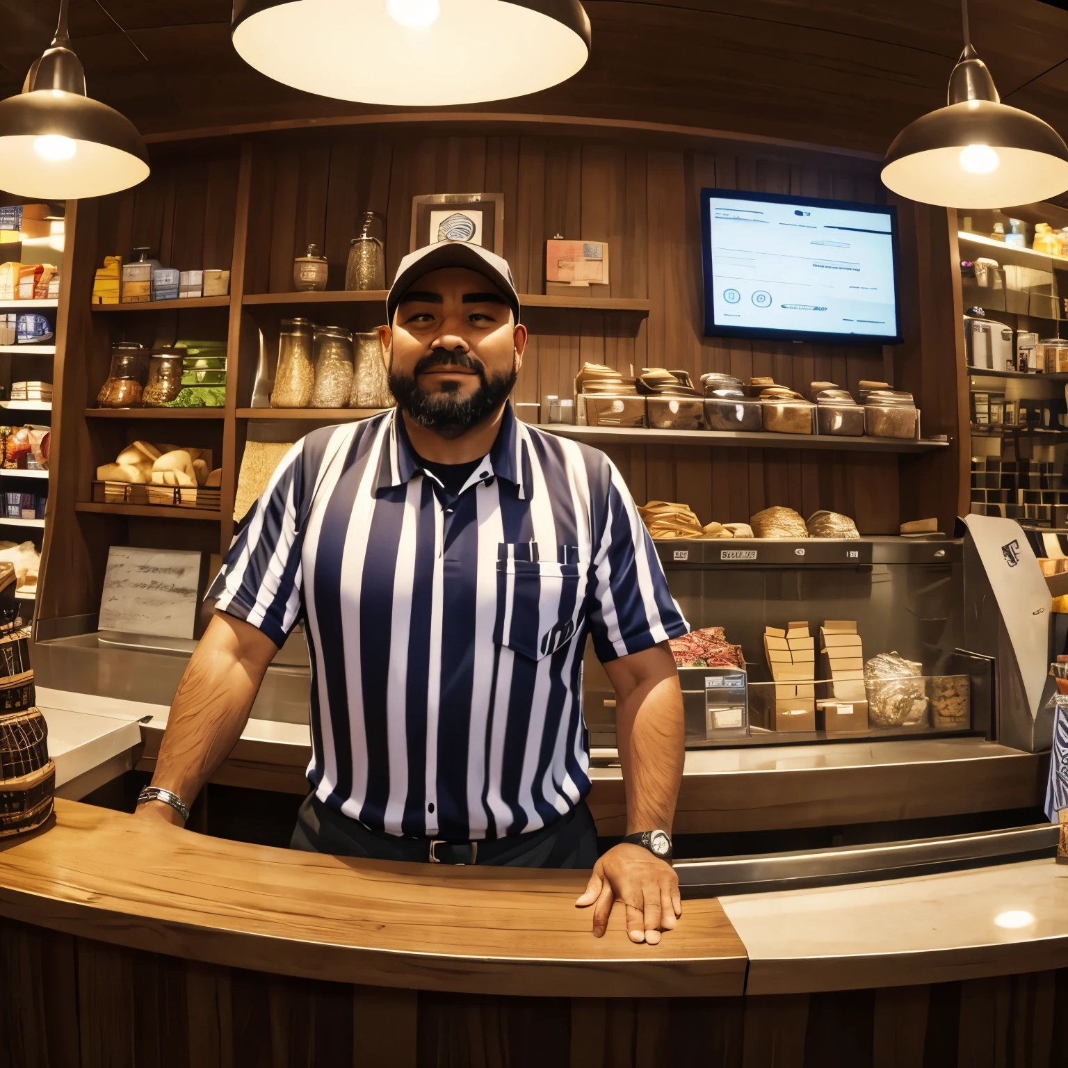 Zebra trabajando de vendedor, at the counter he serves the public