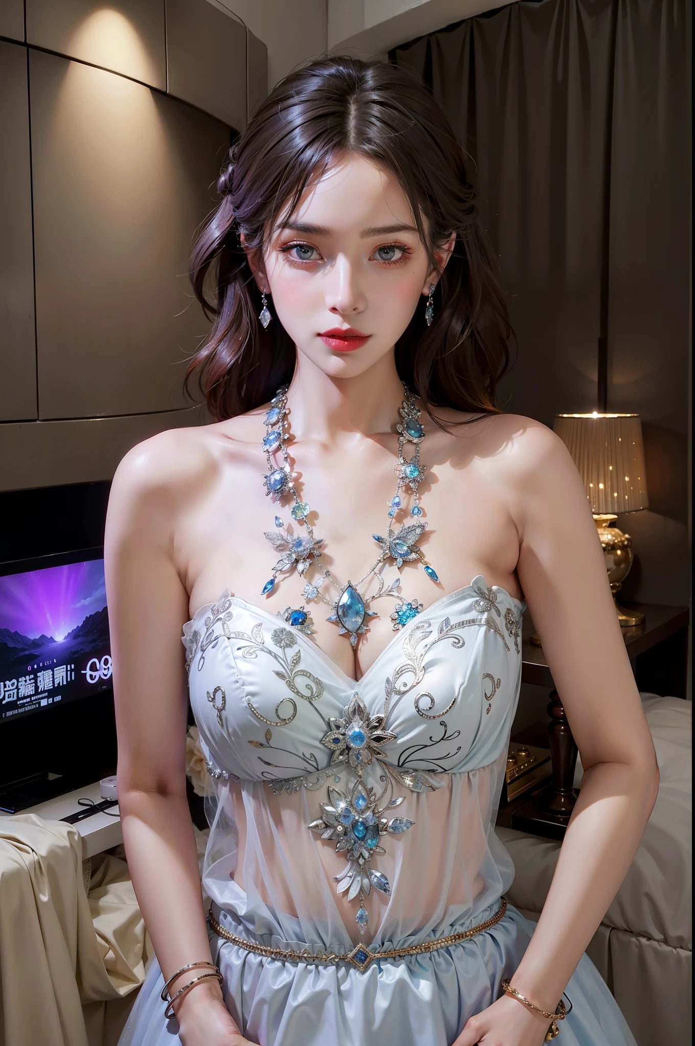 Royal sister,super detailed, Detailed face, movie stock photography , Portrait 400, F1 camera lens.6, rich and colorful, surreal, Realistic texture, dramatic lighting, film alembic 800 (8K, original photo, better quality, masterpiece: 1.2), super detailed, (highly refined skin: 1.2), 8K Ultra HD, SLR camera, soft light, high quality.ice queen,Succubus,fallen angel,blue pupils,Apply red lipstick,luxury clothing,Gorgeous jewelry,breast plumpness,
