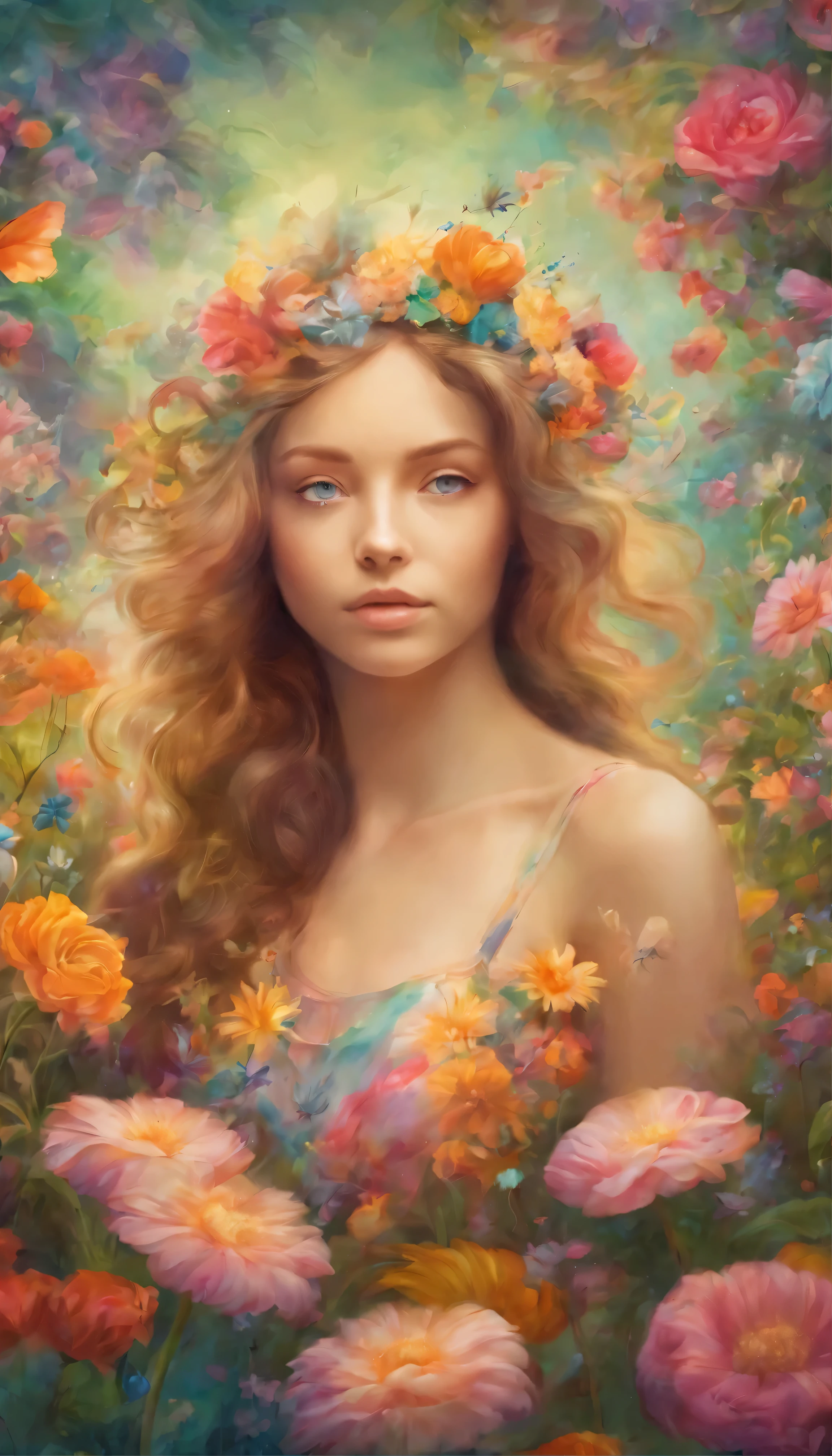 a 20 year old girl lying in a flower garden