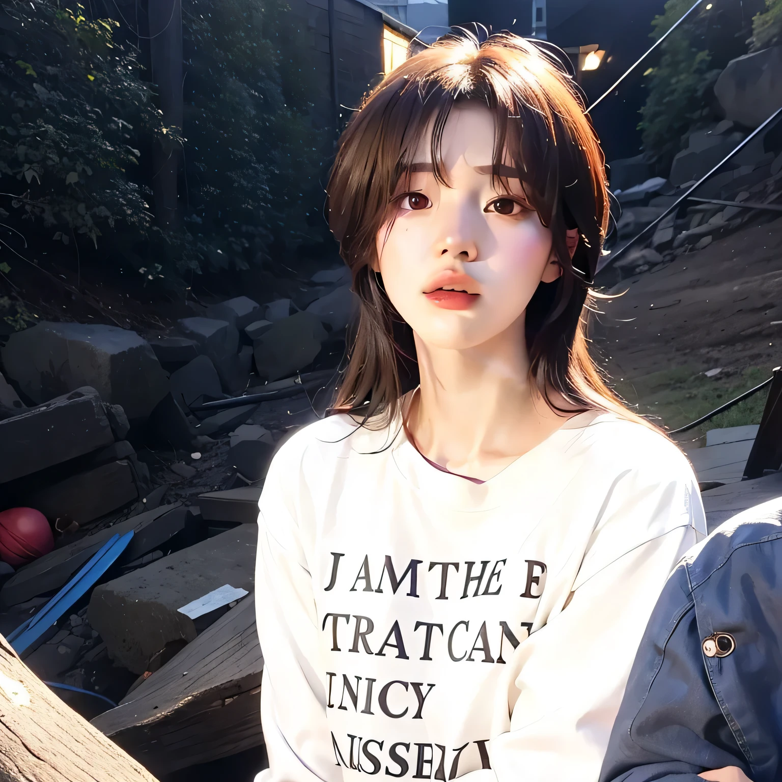 There is a woman who is sitting with a shirt on, Cai Xu Kun, jinyoung shin, sun yunjoo, bae suzy, sakimichan, con flequillo, iu lee ji-eun como supervillano, arte de fan, jia, flequillo esponjoso, kim taejin, young pale angel, con el mismo peinado, jungkook, Jung Jaehyun, Mirada inocente