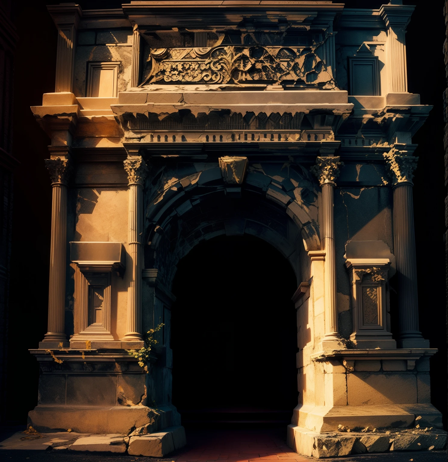 create from stone metal and gold without doors without background
