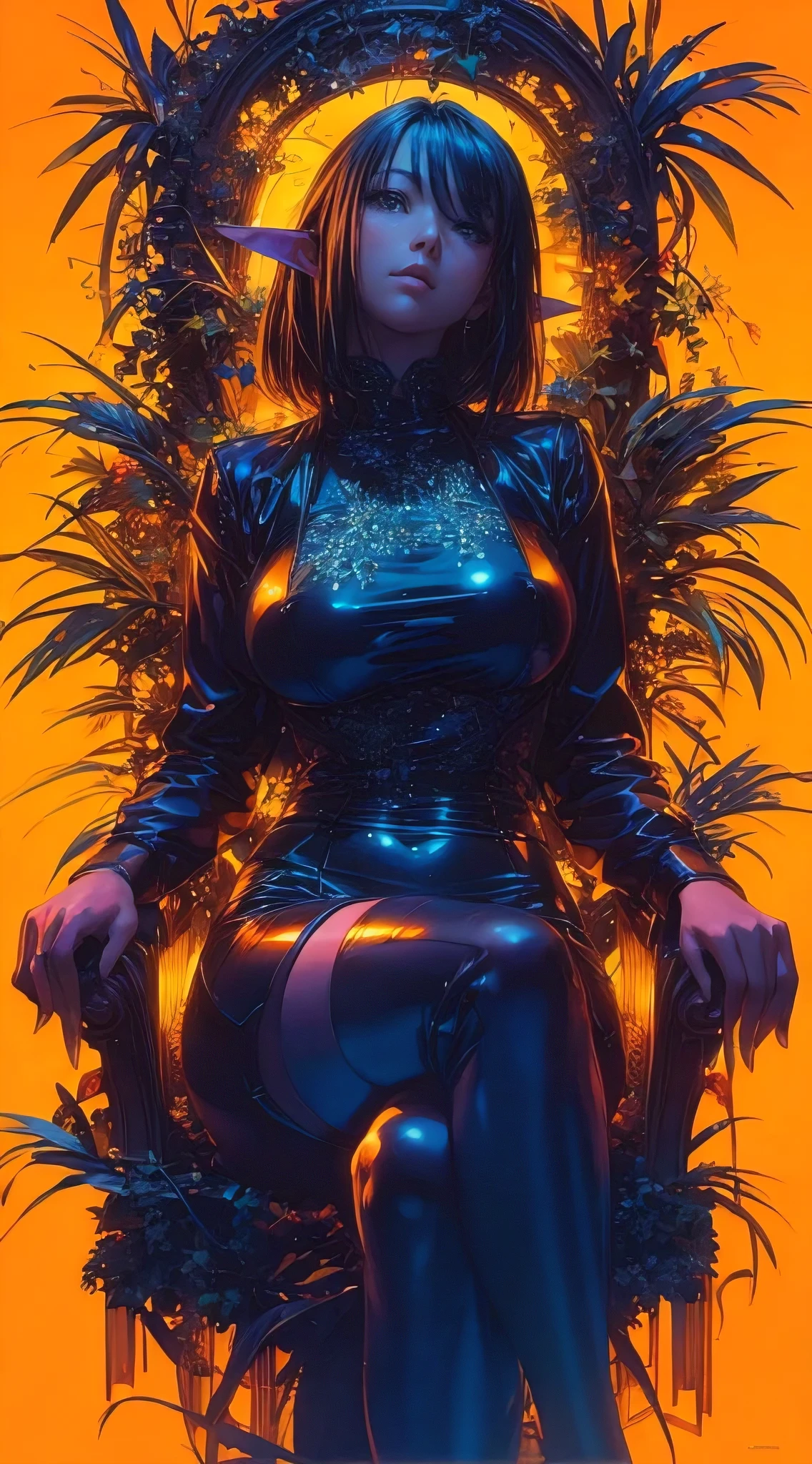 (best quality, masterpiece:1.2), illustration by stanley lau (artgerm) and hajime sorayama, perfect body, (huge breasts), hyperfeminine curves, detailed background