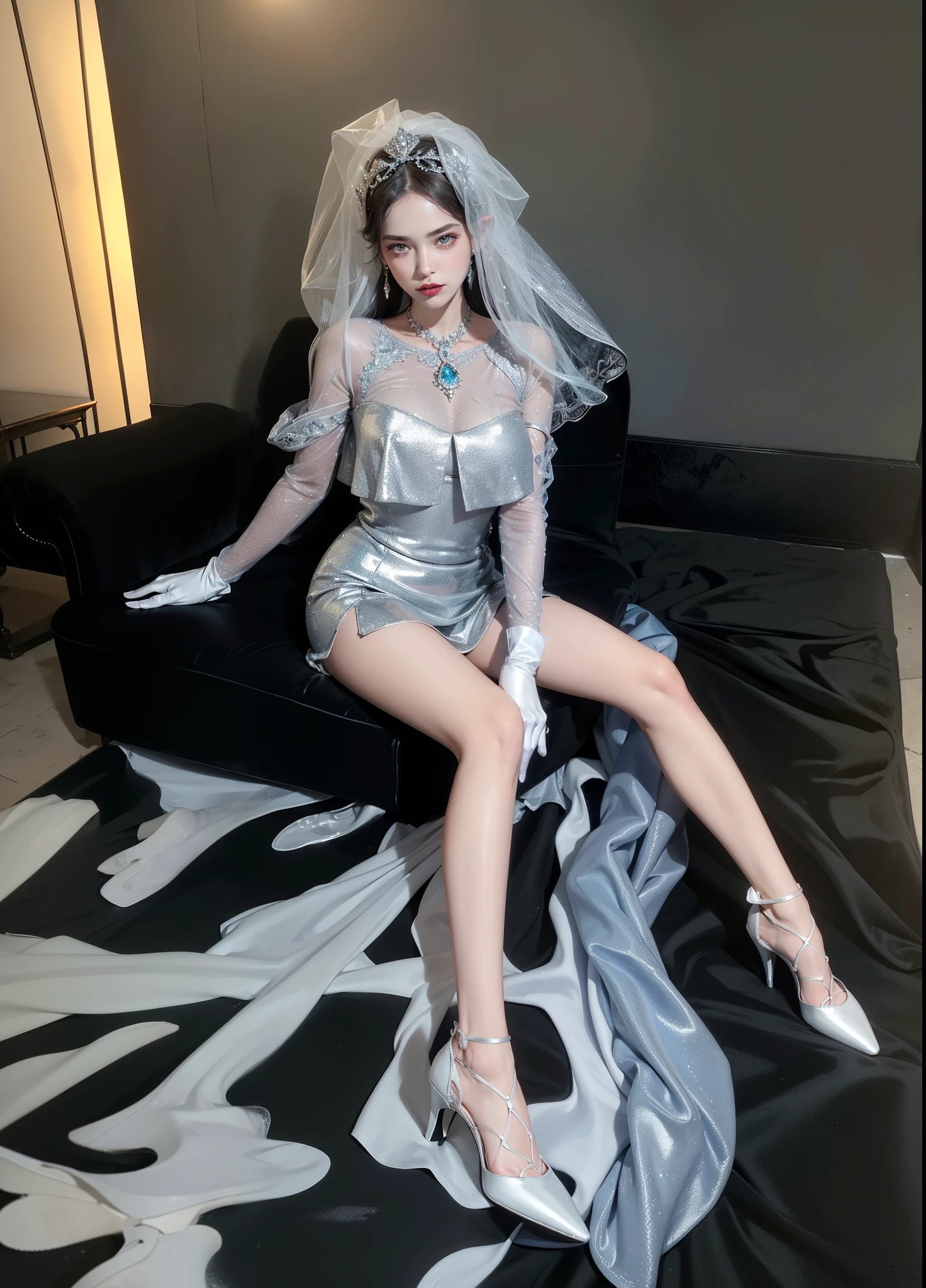 Royal sister,exquisite eyes,Frozen queen,put the crown on your head,Detailed facial expressions body,tall figure,Gorgeous,Leg length,4K,HD,Sensual,translucent lace,白皙plump figure,pretty face,Little cherry mouth,beautiful and delicious(3D royal sister),plump figure,gloss gel coat,Queen in luxurious dress,Crystal Gem Crown,Necklace jewelry,Wear white gloves,Wear white high heels