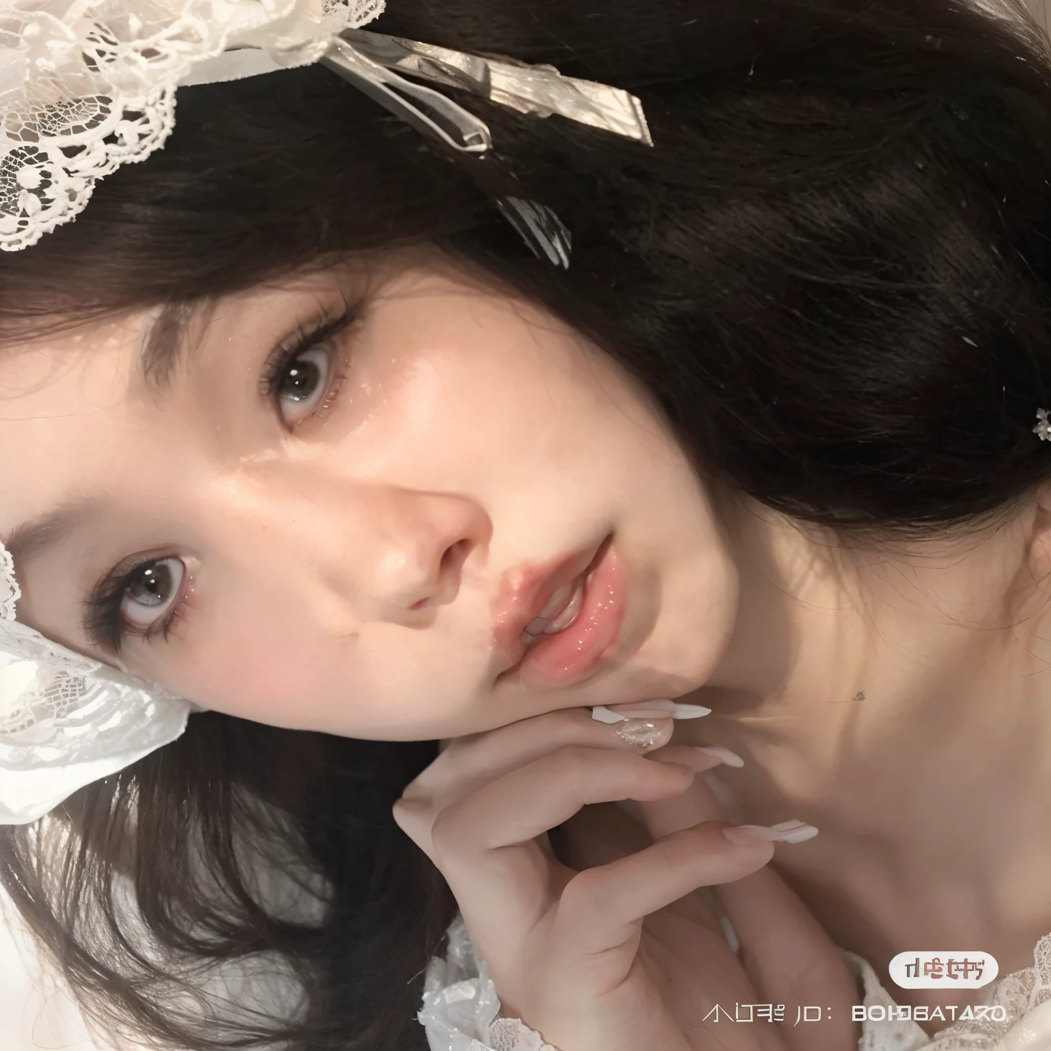 hay una mujer con una diadema de encaje blanca y un vestido blanco, ulzzang, hermoso rostro estetico, pale porcelain white skin, pale, snow-white skin, hada, labios claros y de alta calidad, preciosa cara delicada, pale and light skin!!, maquillaje popular de corea del sur, pale porcelain skin, pale milky white porcelain skin, muchacha coreana, maquillaje coreano popular, cara muy bonita, ive wonyoung