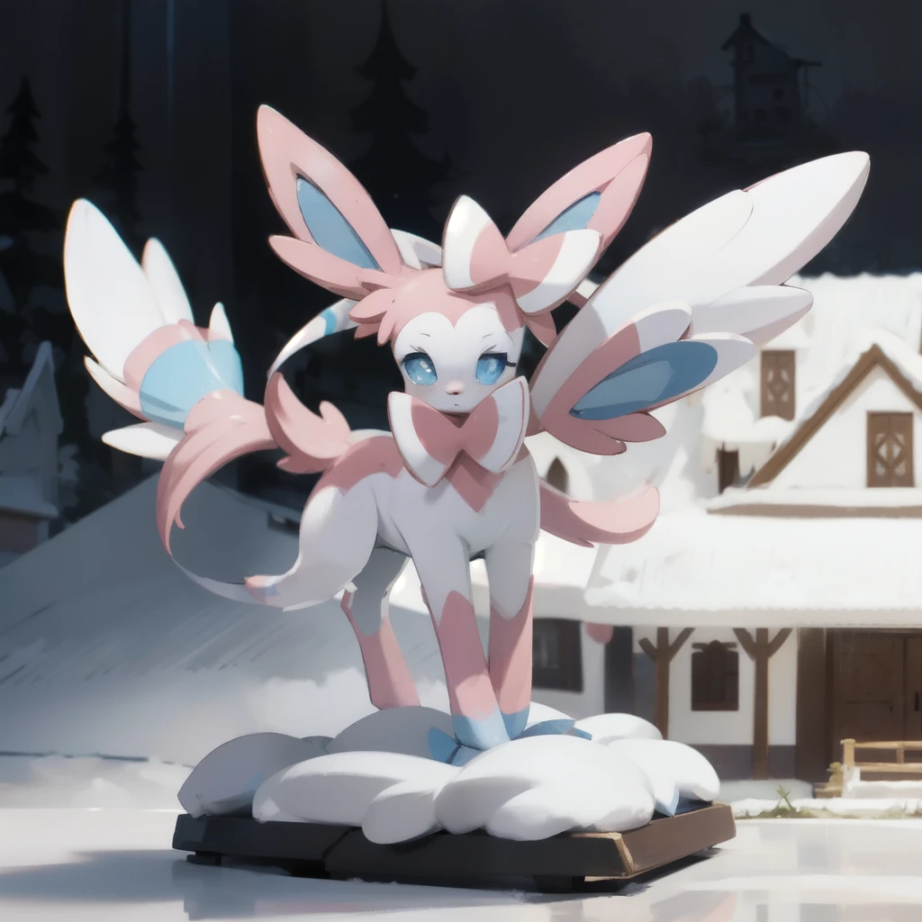 Sylveon，A huge figure set off by a house