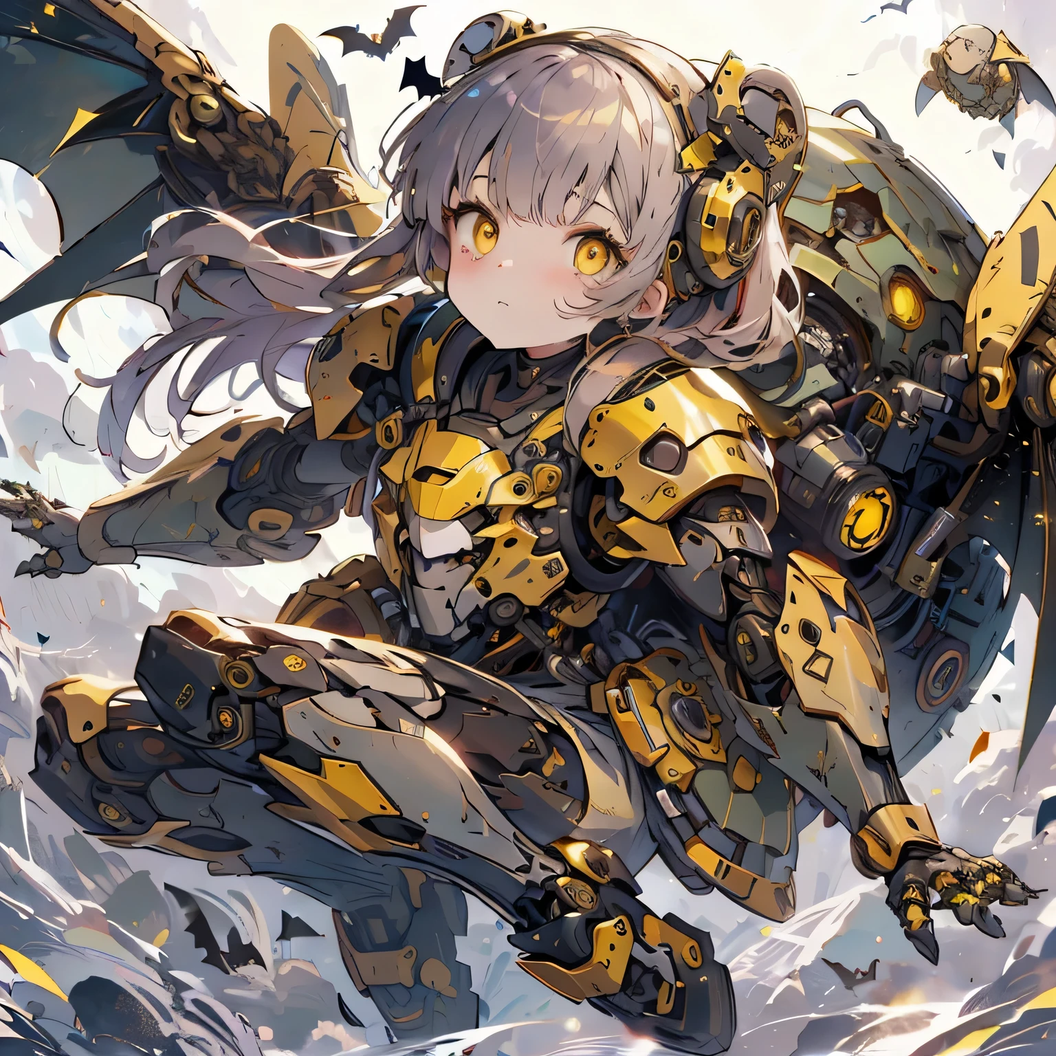 Turtle and bat yellow mecha girl