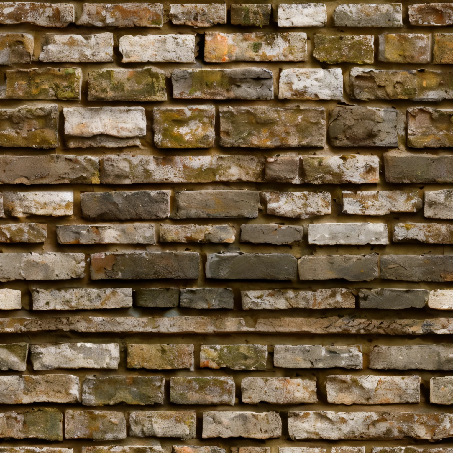 (best quality,4k,8k,highres,masterpiece:1.2),ultra-detailed,(realistic,photorealistic,photo-realistic:1.37),seamless texture of a dirty and destroyed brick wall,weathered bricks and mortar,detailed cracks and rubble,authentic aged appearance,natural lighting,rich texture,high contrast,gritty and rough surface,urban decay,graffiti art,imperfect and worn-out,paint peeling,crumbling plaster,distressed edges,old and weather-beaten appearance,bricks showing signs of wear and tear,weathered and faded colors,subtle color variations,gritty and raw materiality,depth and dimension,enhanced detailing,visible layers of bricks,persistent dirt and grime,lush vegetation growing in cracks and crevices,touch of nostalgia and history,hint of mystery and secrets,seamless texture,moody atmosphere,realistic depth of field