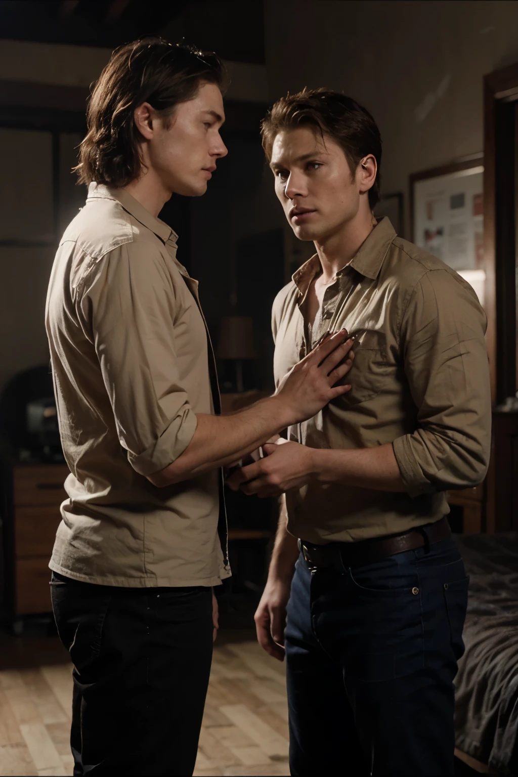 Show me two images of Sam Winchester and Dean Winchester in the 1st episode of the 1st season of Supernatural 