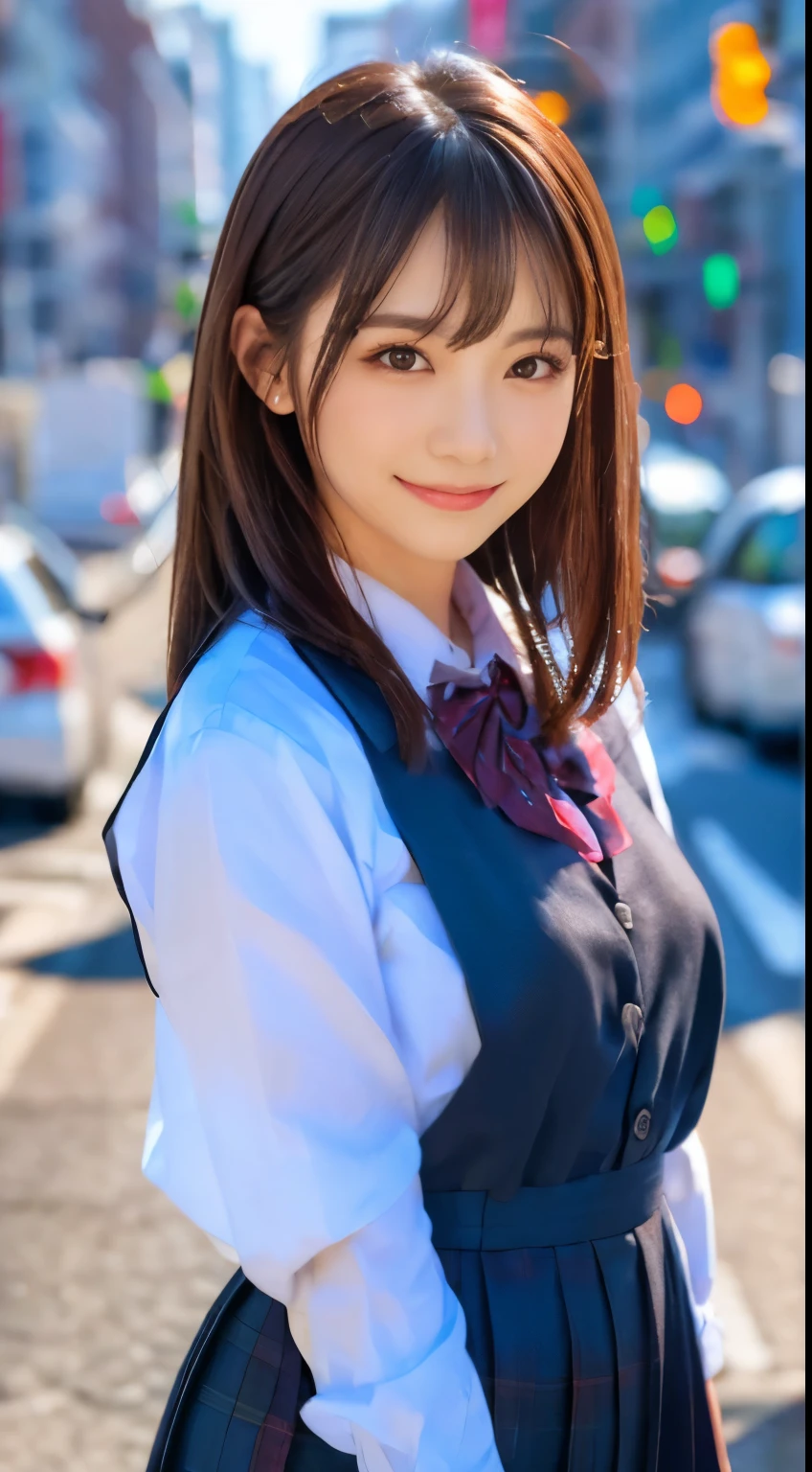 (hyper realistic:1.4), (realistic:1.3), (smooth lighting:1.05), (Improve video lighting quality:0.9), 1 female, 20 year old female, realistic lighting, Backlight, facial light, ray tracing, (cheerfulness:1.2), (Improved image quality:1.4), (Finest realistic textured skin), finely tuned, small face, red cheeks, slender body, medium chest and pointed chin,Japanese idol type, Nogizaka Idol, glowing skin, fiery idol pose, p, dull bangs, black hair, hair behind the ear, shoulder hair, long hair,tear bag,((smile:1.3))