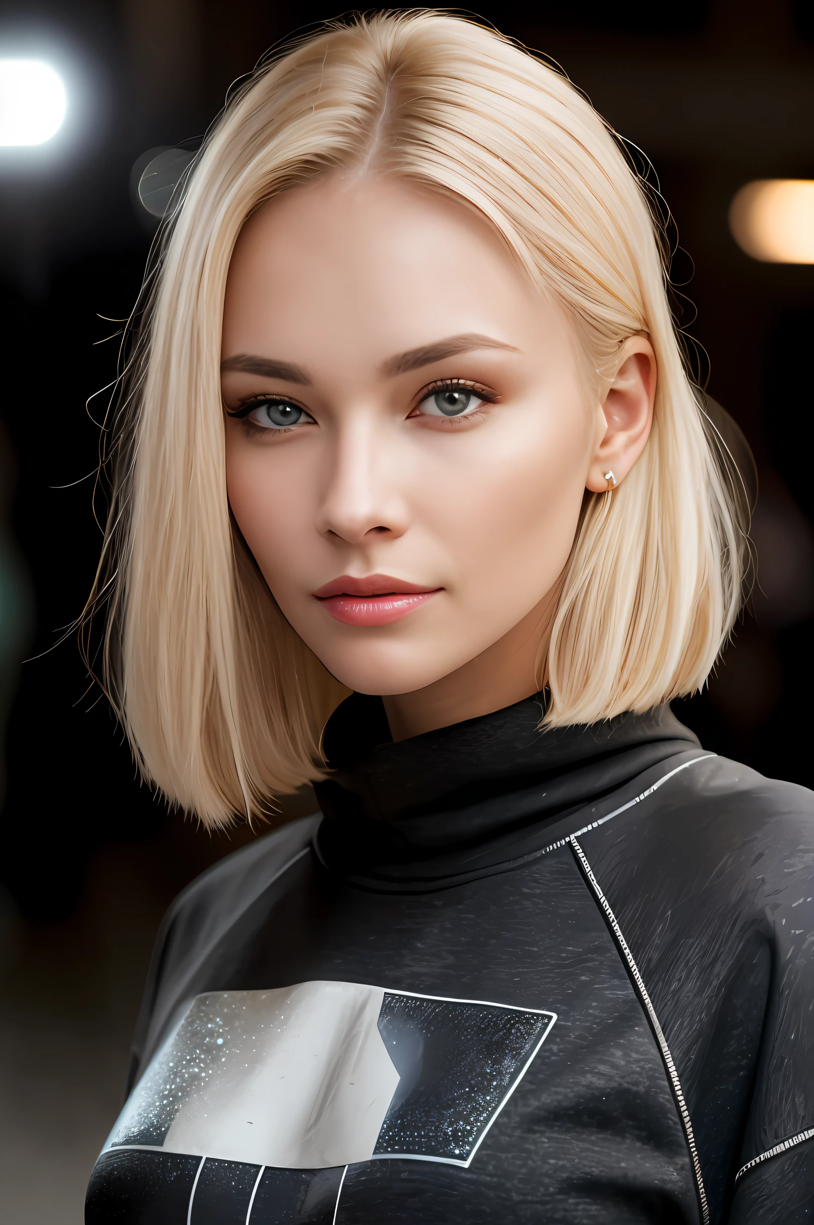 blonde woman, Young, ((common face)), A Living Face, Russian, detailed alluring eyes, in a black sweatshirt, ((Detailed facial features)), (finely detailed skin), pale skin, realistic skin texture, extreme skin details, (pores:0.1), masterpiece best quality, Photorealistic, A hyper-realistic, Detailed, 8K, HDR, (soft colour: 1.2), Shallow depth of field, broad light, High contrast, Backlighting, light sparkles, chromatic aberration, sharp-focus, RAW color photo