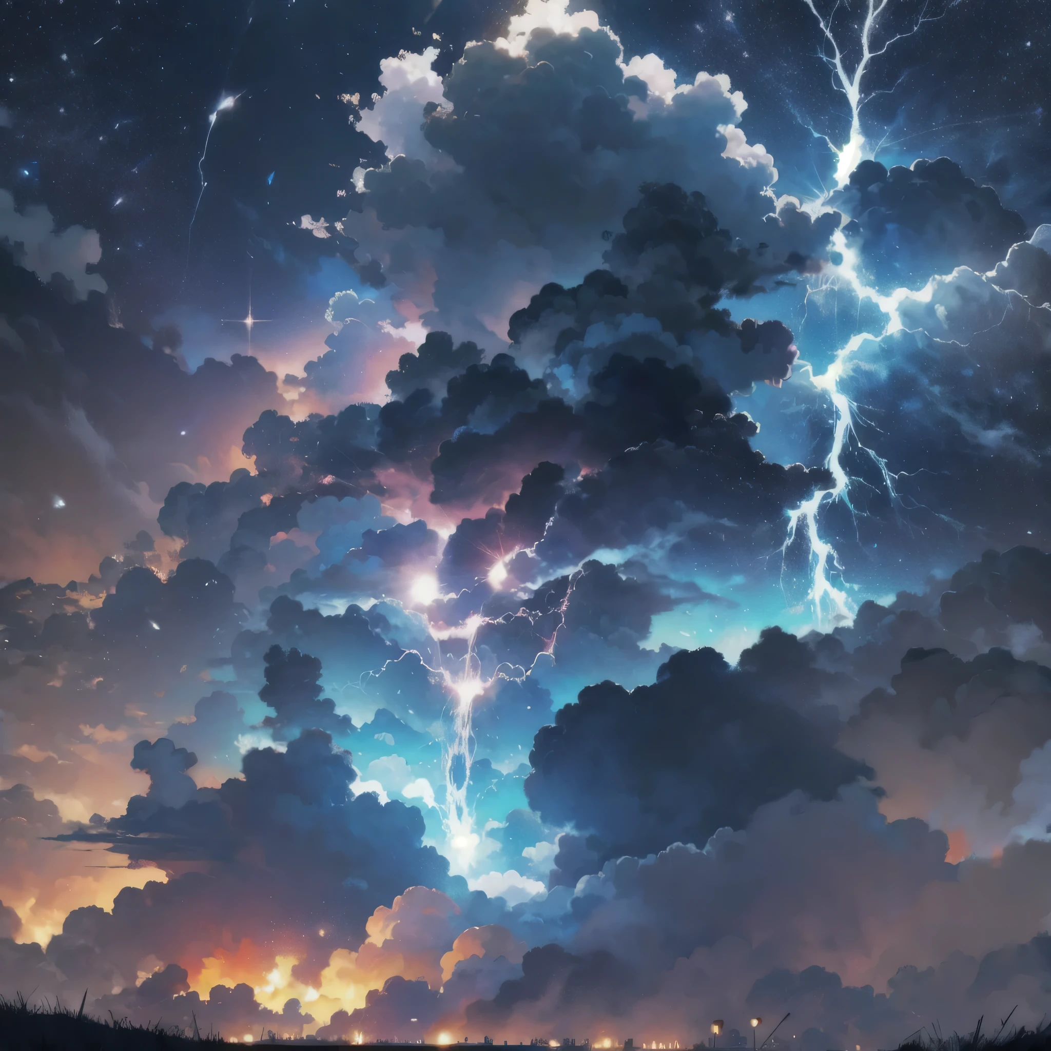 Wind, rain, lightning, dark clouds