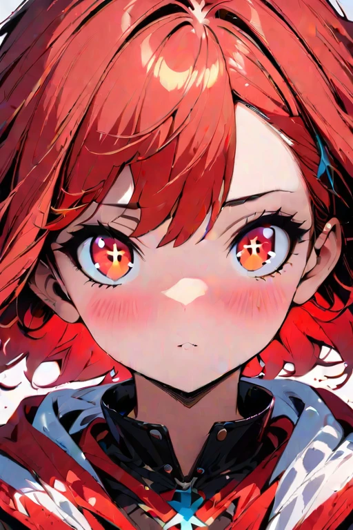 (masterpiece, best quality:1.2), 1girl, solo, portrait, red eye, cross eye,