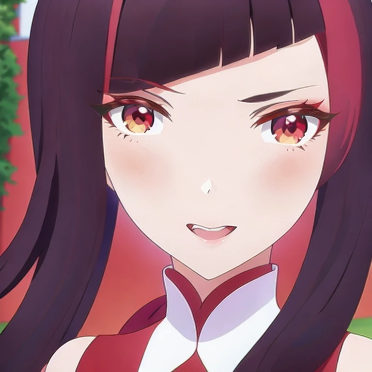 quan, black hair with red line in left side, scarlet eyes, (masterpiece, best quality:1.2), 1girl, solo