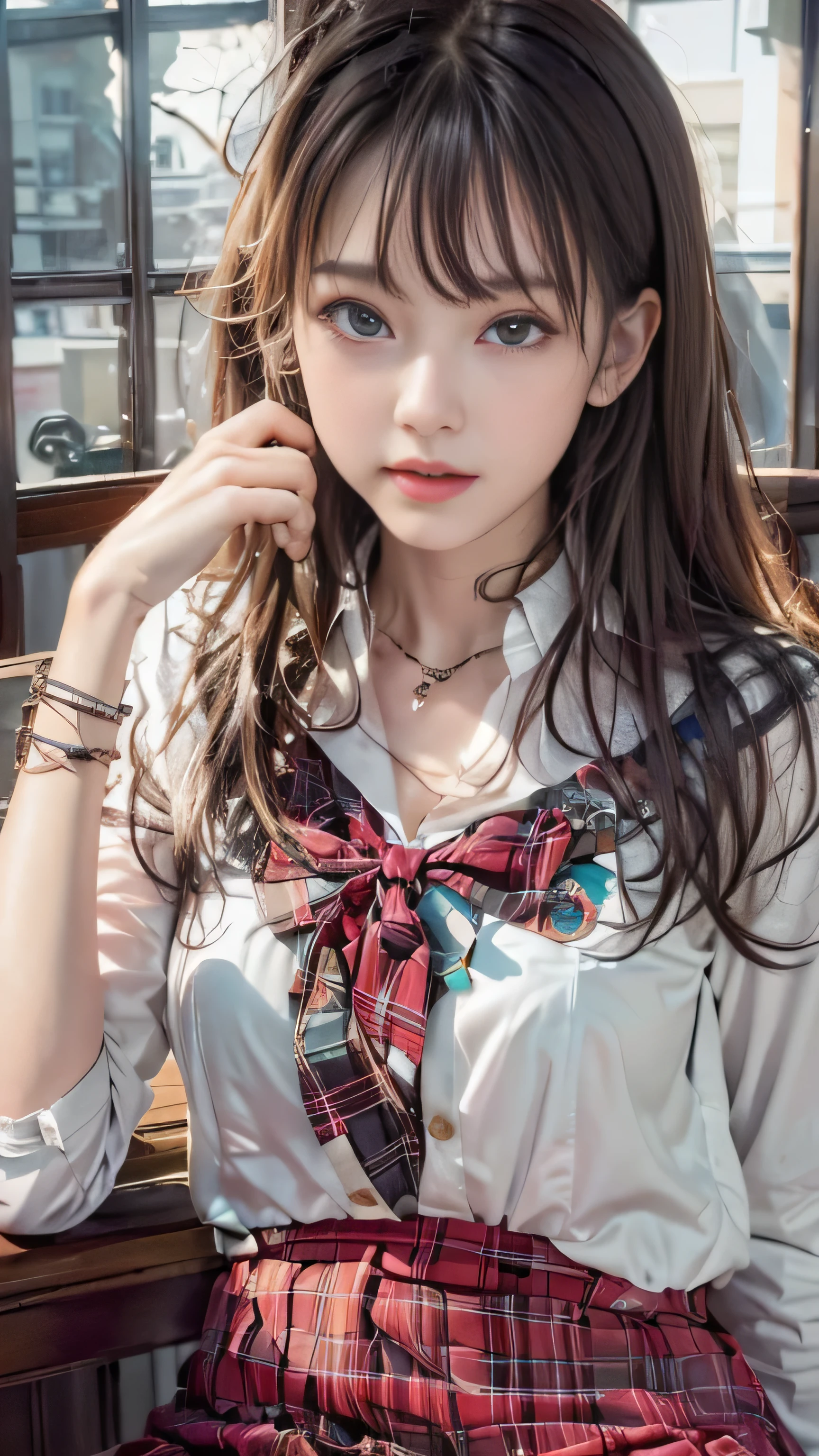 ((Beauty like a model)), Japan Girl,1 persons,masterpiece, The highest image quality, ultra-detailliert, (perfectbody:1.2), ((Perfect face+Brown hair)), Close up of, short wavy hair,Viewer's Perspective, detailed hairs、Detailed eyes(realisticeyes),profetional lighting,middlebreasts,(Brown eyes),slenderbody,adult lady,About 28 years old,glamor,kindly smile,Half Girl,Lashes,二重まぶた,Y-shirt and tie,Raw photo,Sexy lips,Lovely smile,she crumpled her face and smiled,Wearing a suit,abdominals,Constriction,Beautiful back,