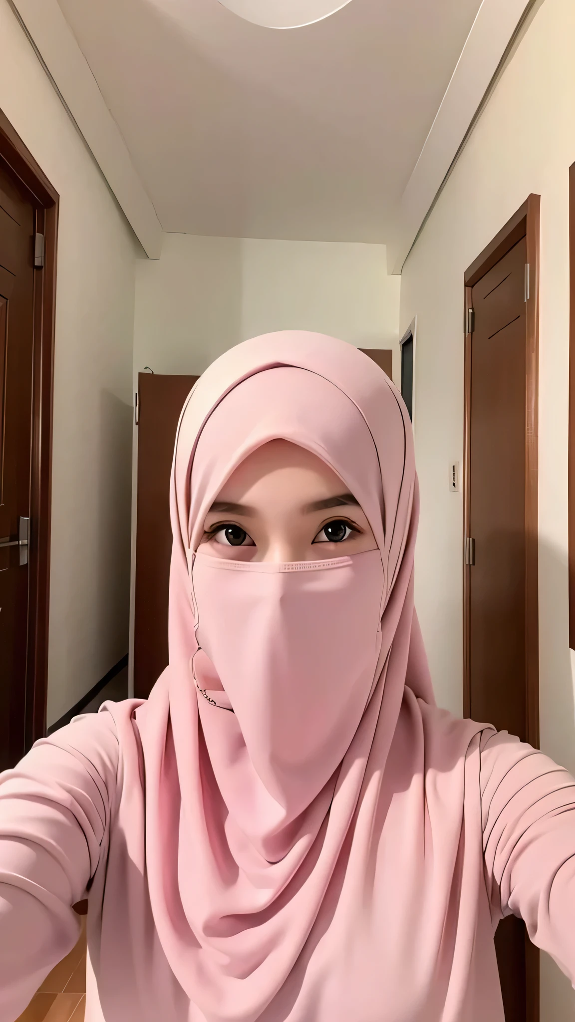 Beautuful Women、hijab, indonesian, a room、selfee、White Room、The face is cute、Vanrak Ayyans appears、1 girl