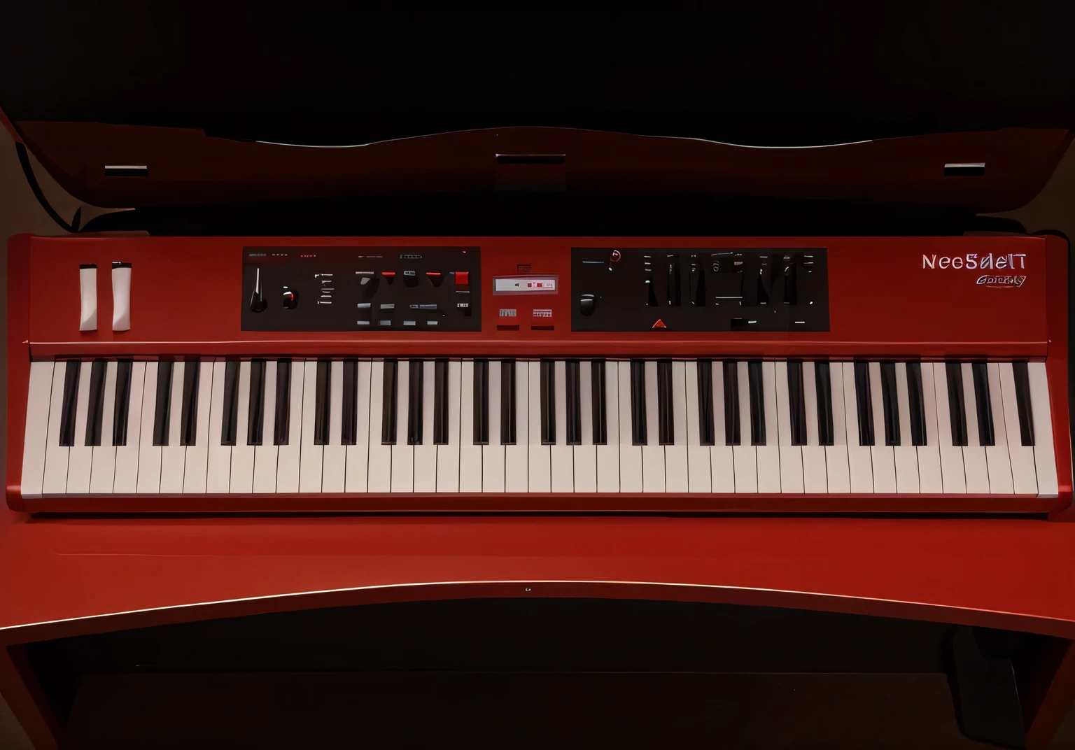 a nord stage 3 mutical keyboard in red