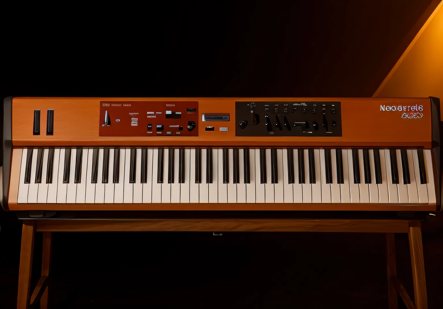 a Nord Stage 3 musical keyboard in orange