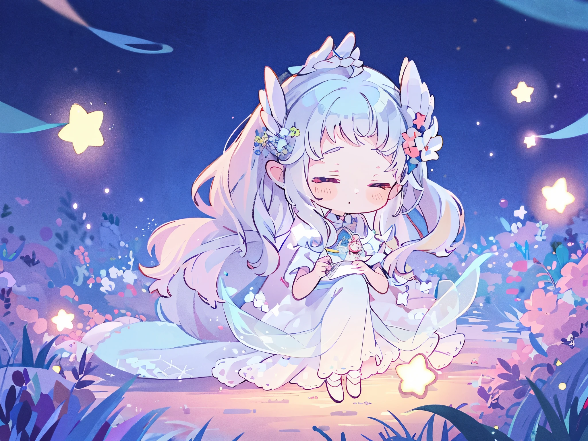 complex background, wishing star background, a woman wearing an ethereal mystical pink translucent dress that reflects the stars, perfume promo art, mystic, complex drawing, highly detailed, Covergirl brand, promo art, artistic rendition, ethereal, starry night, midjourney style