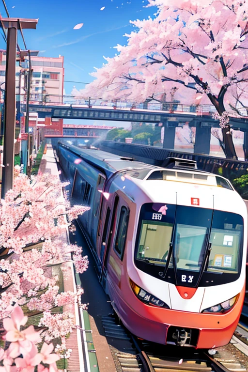 bullet train　cherry blossoms　City　Tokyo