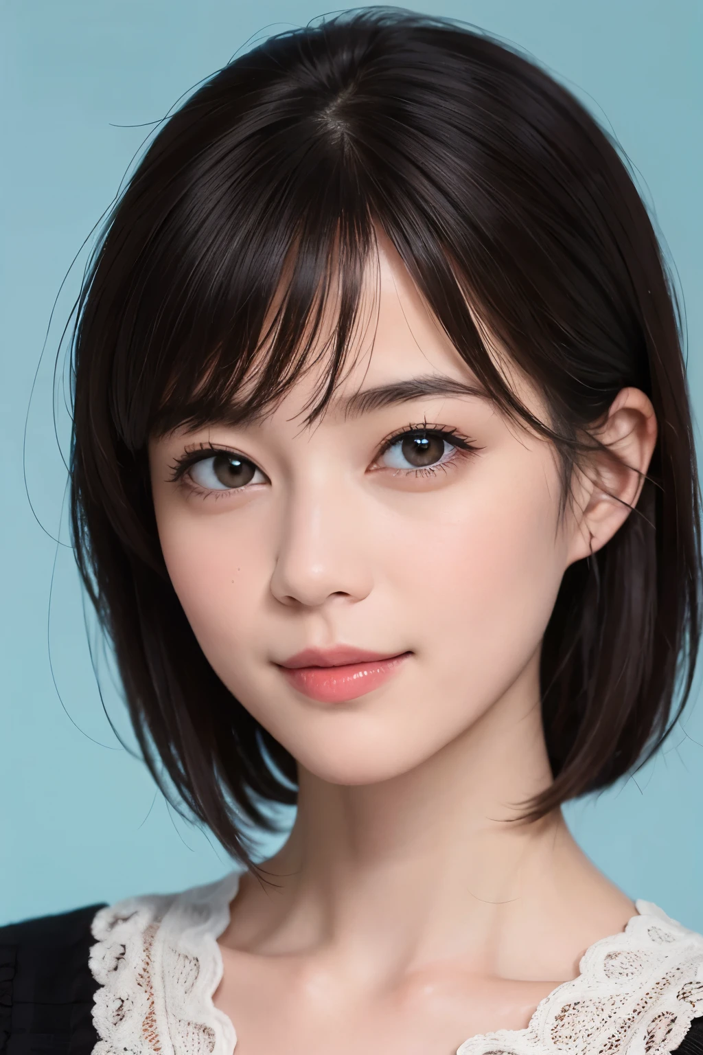 (snapdd00-Fp16), 1-9-5, woman, gentle smile, short hair, The background is an avant-garde abstract painting.