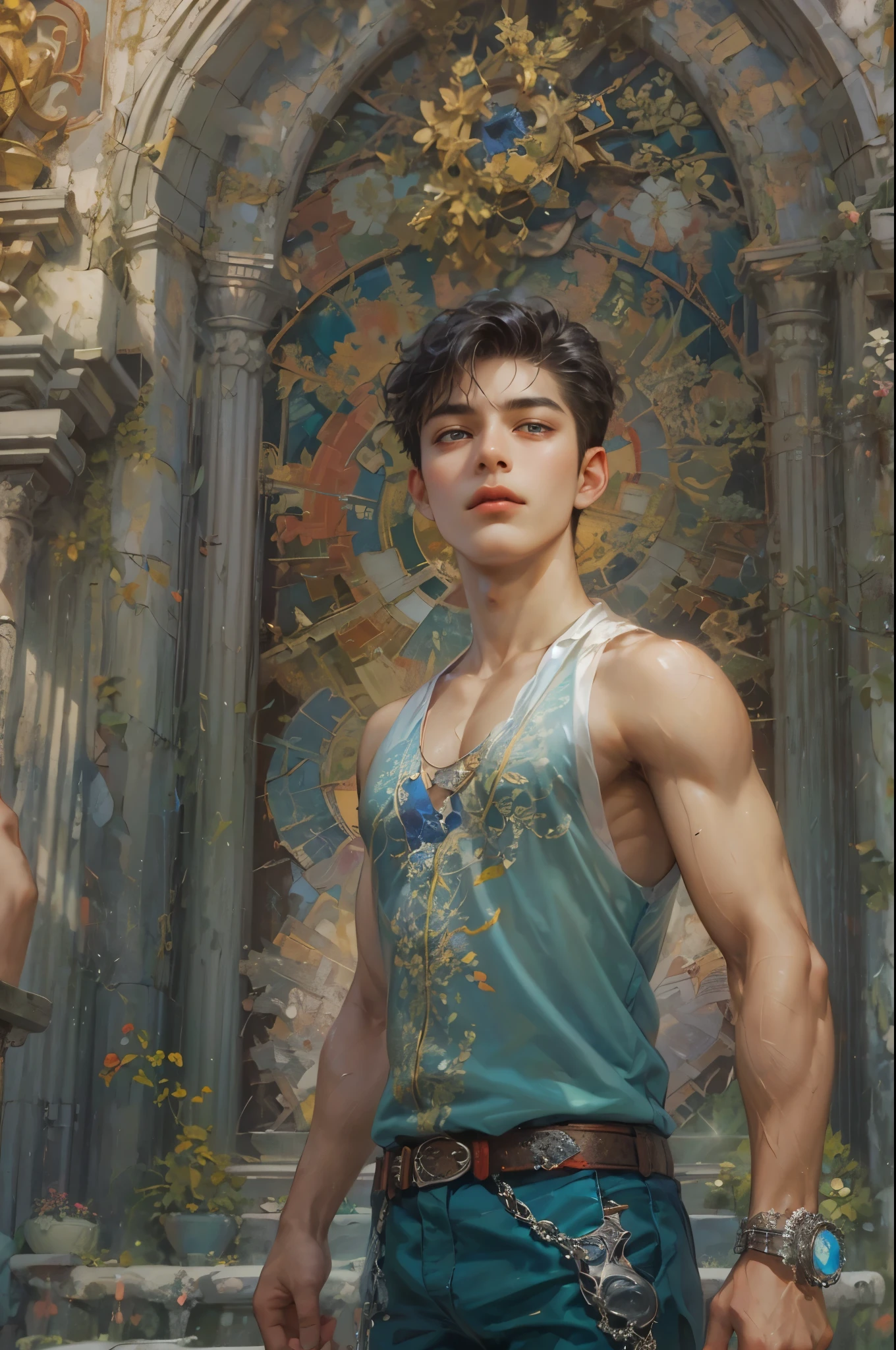 (masterpiece, top quality, best quality, official art, beautiful and aesthetic:1.2), boy, handsome, extreme detailed faces, (fractal art:1.3), colorful, highest detailed, (perfect face), shiny skin, HDR, cantarella, extremely detailed surroundings,