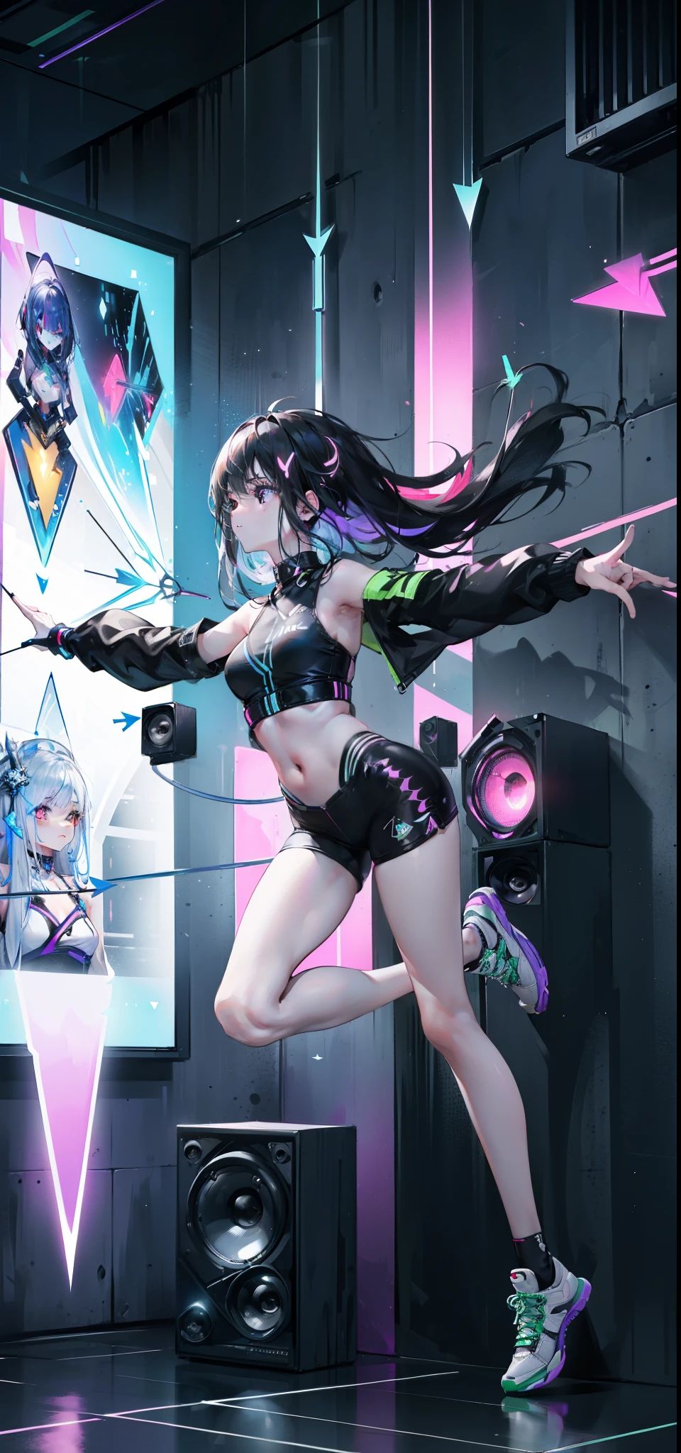 (masterpiece, top quality, best quality, official art, beautiful and aesthetic:1.2), 1girl, glitch art, (digital distortion), pixelated fragments, data corruption,colorful noise, visual chaos,contemporary aesthetics