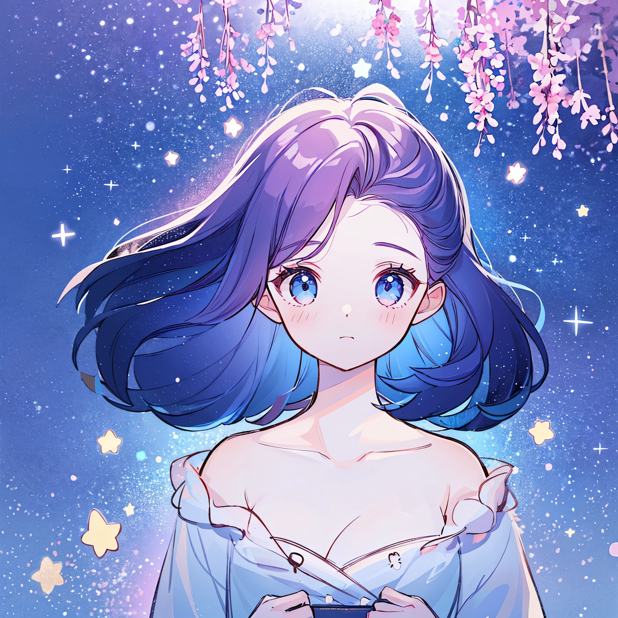 complex background, wishing star background, a woman wearing an ethereal mystical pink translucent dress that reflects the stars, perfume promo art, mystic, complex drawing, highly detailed, Covergirl brand, promo art, artistic rendition, ethereal, starry night, midjourney style