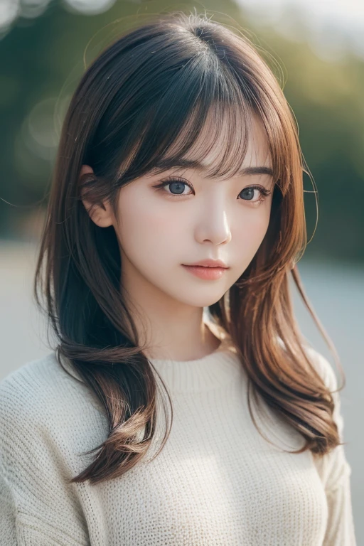 ((highest quality, 8K, masterpiece: 1.3)), woman (full body portrait, front, Wearing a long sweater), seabird, Catch Pose, overhead camera, sharp focus: 1.2, cute woman: 1.4, (((hairstyle random)), highly detailed face、skin、hair texture, detailed eye, double eyelid, 白いskin, beautiful and delicate nose, かわいい若い日本のwoman, 28 years old, at a dynamic angle, eyeに心地よく、Thought-provoking composition, Emphasize the subject's hair, eye, words and actions, While creating a melancholy feeling characterized by calm tones and contrast between light and shadow.,