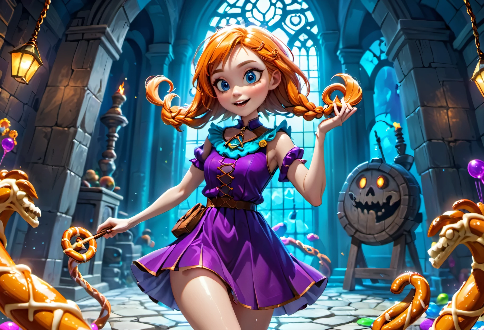 female Gummy adventurers,rock candy dungeon,dreaded skeletal mage made of pretzels,high fantasy,food dreaming,(best quality,4k,8k,highres,masterpiece:1.2),ultra-detailed,(realistic,photorealistic,photo-realistic:1.37),vivid colors,portraits,HDR,sharp focus,physically-based rendering,extreme detail description,professional,studio lighting,colorful,surreal lighting,dynamic composition,unexpected twist,magic essence