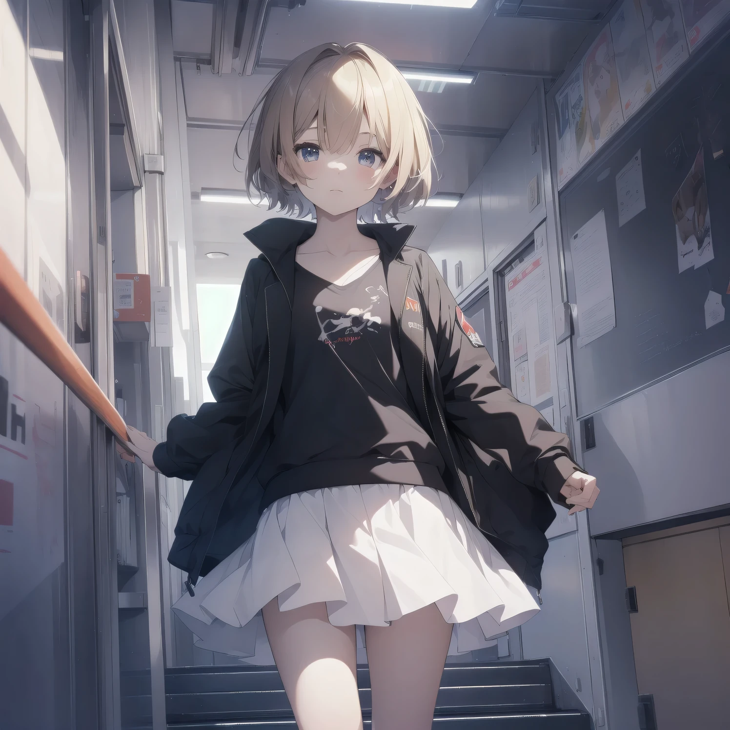 ultra-absurdres-Top quality by art God, ultra-detailed, high resolution, anime moe artstyle, best anime 8k konachan wallpaper, pixiv contest winner, perfect anatomy,break, 1girl, (Please draw a girl walking sleepily to school alone. )break,(Solo,little female, 13-year-old:1.3),Full limbs, complete fingers,a junior high school student, Attractiveness of immature bodies, (very short hair), short cut, flat chest, , small butt, small black eyes, beautiful detailed eyes, well-proportioned iris and pupils, expressive eyes, highres detailed hair, soft expression, school_uniform, pleated skirt,(Detailed Lighting), (Detailed background), in the School commute route. break,super detailed skin, Best cinematic lighting powered by famous artist, 8k,beauty illustration,photoshop_(medium),very aesthetic,break,((artist:core )), artist:akinashi yuu ,artist:oyari ashito ,artist:kantoku ,