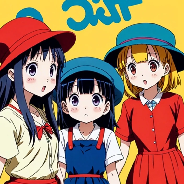 drslump manga, nime character with a woman in a red dress and a blue hat, official artwork, nagatoro, official art, movie promotional image, promotional art, anime cover, japanese live-action movie, anime key visual”, key art, official anime artwork, anime still film anime shikishi, official illustration, official anime key media, ad image
