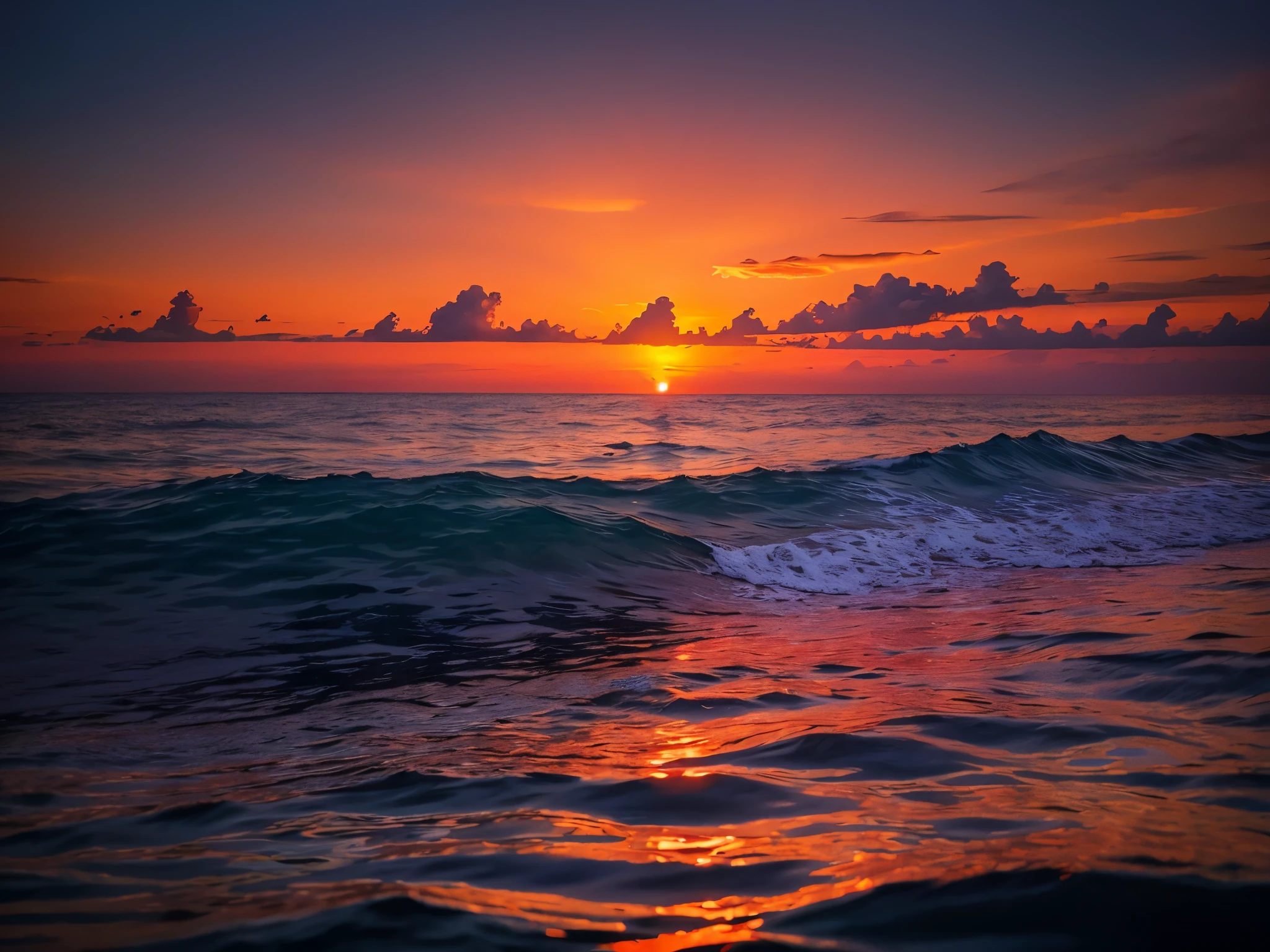 Highest image quality,Expansive ocean,sunset reflected on the water surface,sunset,