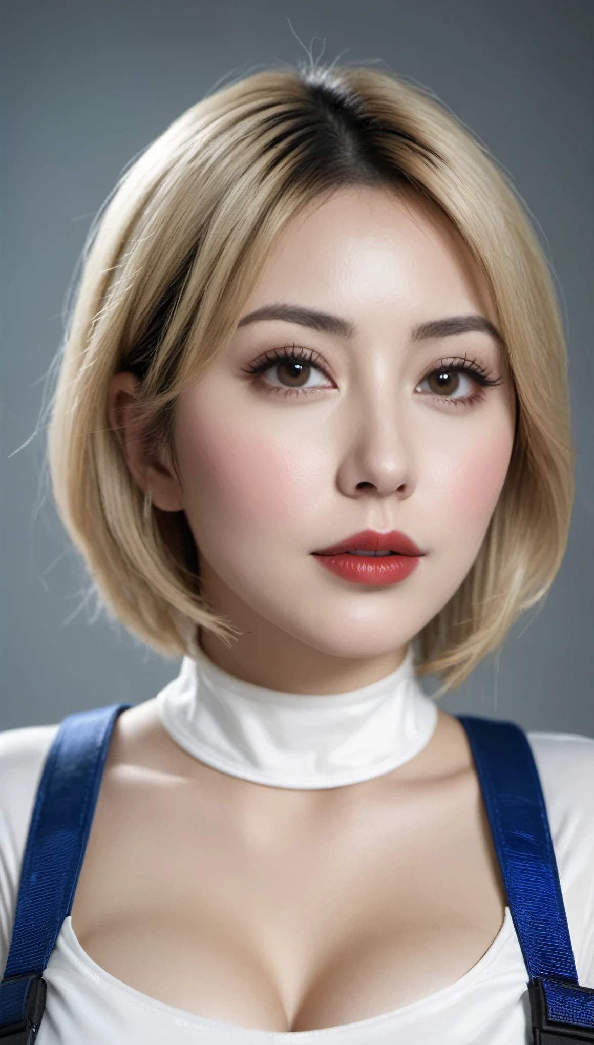 (((surreal woman)))、((very beautiful 30 year old white woman))、(((Big big cleavage)))、(((woman astronaut)))、(((Big big cleavage)))、
short hair、blonde mature、Chubby body type、beautiful expression、fine brown eyes、stay on a huge space station、red lips、((Please put on your space suit))、(((alone)))、