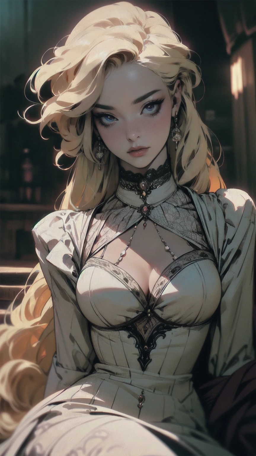 { - anatomy error}(Masterpiece - Ultra-detailed, very high resolution) Prepare to be enchanted by a true masterpiece that combines ultra-detailed art with high-resolution rendering. This work depicts a mesmerizing woman with very long blond hair (1.3) and captivating opal eyes (1.2), emanating an aura of elegance and mystery in Victorian settings. The intricate details and realistic textures invite you to explore every aspect of this enchanting composition. Woman wearing beautiful classic Victorian costume from the year 1878. Red lips. Happy face. Smiling. white dress (white) dress. Walking on the water, dynamic poses. Get ready to dive into a world where beauty and craftsmanship merge perfectly.