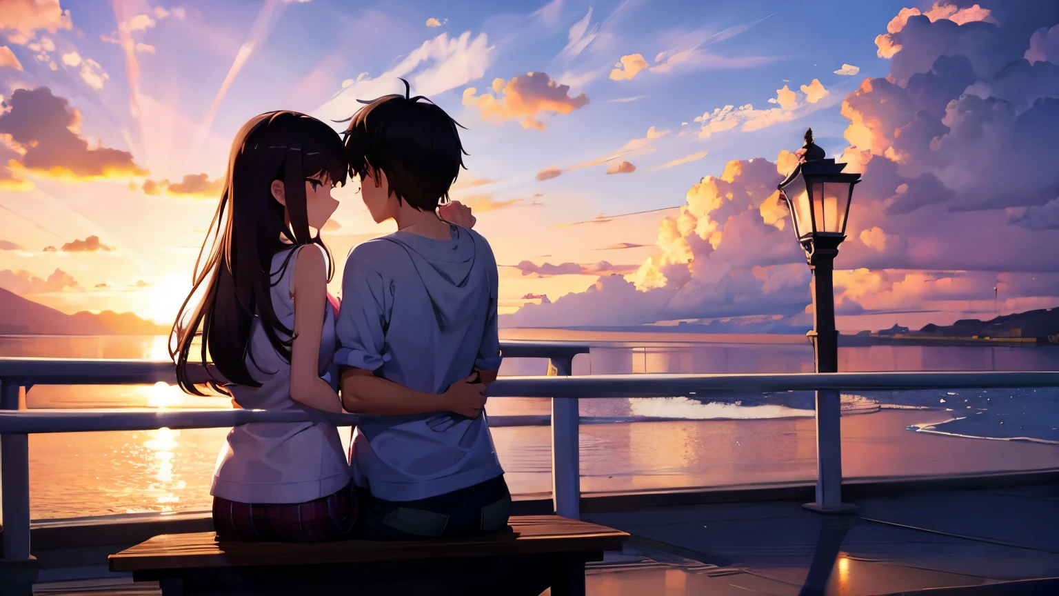 CREATE AN IMAGE WITH A BEAUTIFUL LANDSCAPE AND A COUPLE IN LOVE