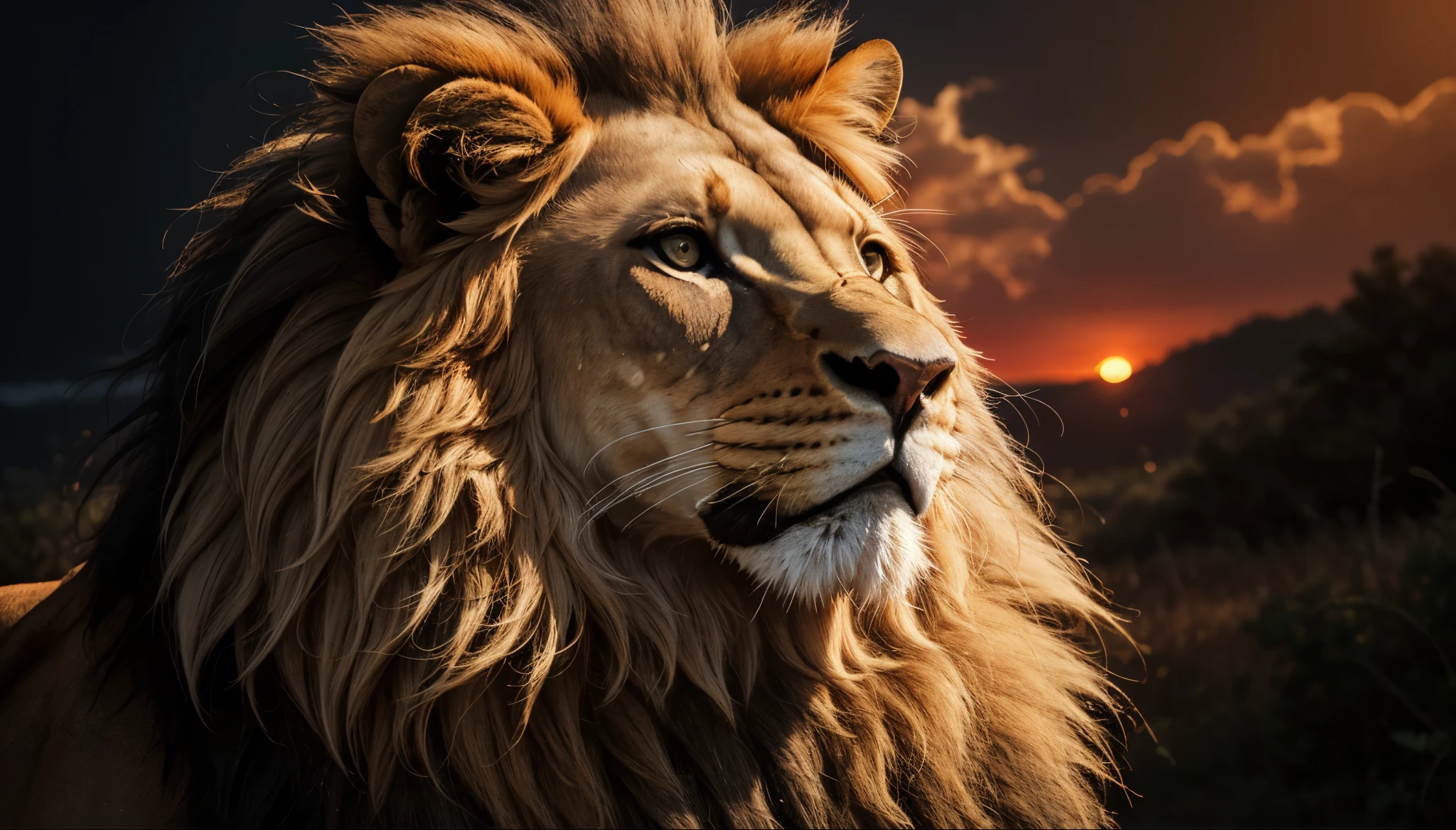 Lion, Divine Lion, naturais, Natureza, Natureza, Linda, Rendering, fotorrealista, UltraHigh definition, 4K, texturasdetalhadas, thunder, sombras detalhadas, cores detalhadas, por do sol, sol se pondo, Sunset, Natureza Linda, Grande Divino, por do sol, contraste detalhado, Contraste realista, high resolution, cores detalhadas, fogo, eletricidade, divina criatura, 8k, realista detalhado, 16k, 8k, High definition, contraste detalhado, Contraste realista, high resolution, cores detalhadas, fogo, eletricidade, divina criatura, 8k, realista detalhado, elegante, Rendering 4K, Texturasdetalhadas High definition,