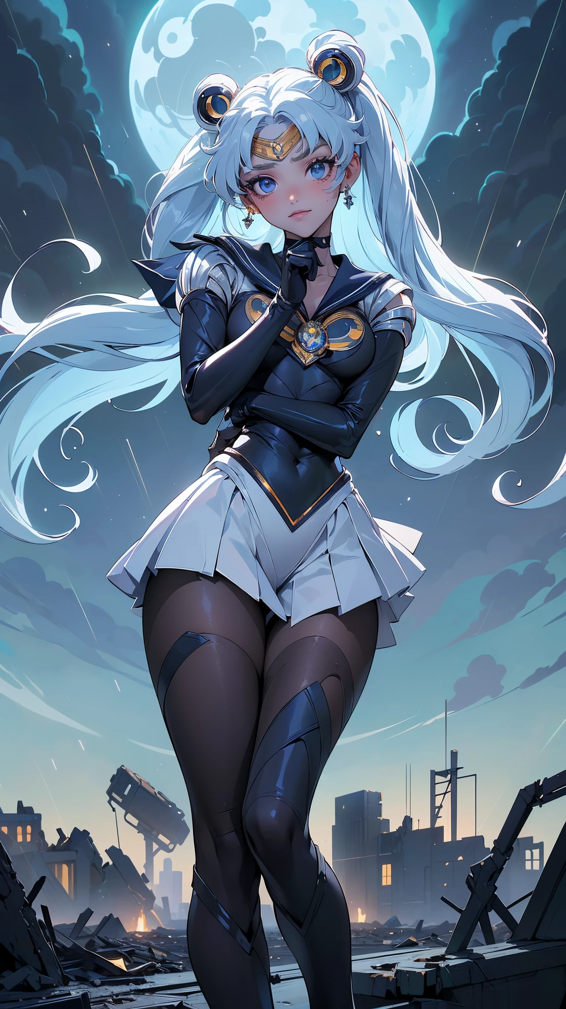 {-erro_de_anatomy:1.0}, (La mejor calidad,A high resolution,Ultra - detallado,actual),Ariana Grande es venus sailor moon luna,(sailor moon luna:1.4), (uniformes de marinero luna senshi:1.4), cabello orange oscuro, cabello mediano, Falda suplicante, (Guantes blancos de codo:1.4 ), joya, pecho mediano, dynamic background, dynamic posture,More detailed 8K.motor irreal:1.4,High Definition,La mejor calidad:1.4, fotorrealista:1.4, textura de la piel:1.4, obra maestra:1.8,obra maestra, mejor calidad,objeto Objeto], (rasgos faciales detallados:1.3),(dedos detailed),(Apocalyptic city destroyed:1.7), gargantilla, (Guante Blanco:1.4), gargantilla verde, Arboledas de codos, joya,(fondo atardecer:1.4),(marinero luna neptuno:1.4),(pose vaquero :1.4), (ojos hermosos verdes :1.4), ,( ciberpunk 2.1), (estilo kawaii :1.4), (venus marinero luna:1.4 ), (anatomy perfecta:1.4 ), (thunder lightning rain background :1.4), (sailor moon luna  v2.1), (solo),( perfect anatomy V2.1 ), (obra maestra:1.3), ((Mejor calidad:1.3),{-herror de anatomy:1.0}